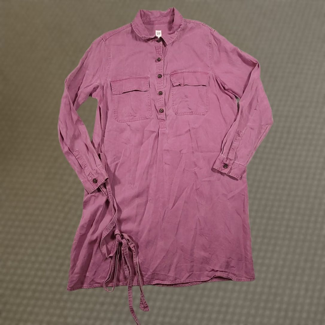 Gap GAP Shirt Dress Pink Long Sleeve Belted Collared Utility Dress Women Large Size L / US 10 / IT 46 - 1 Thumbnail
