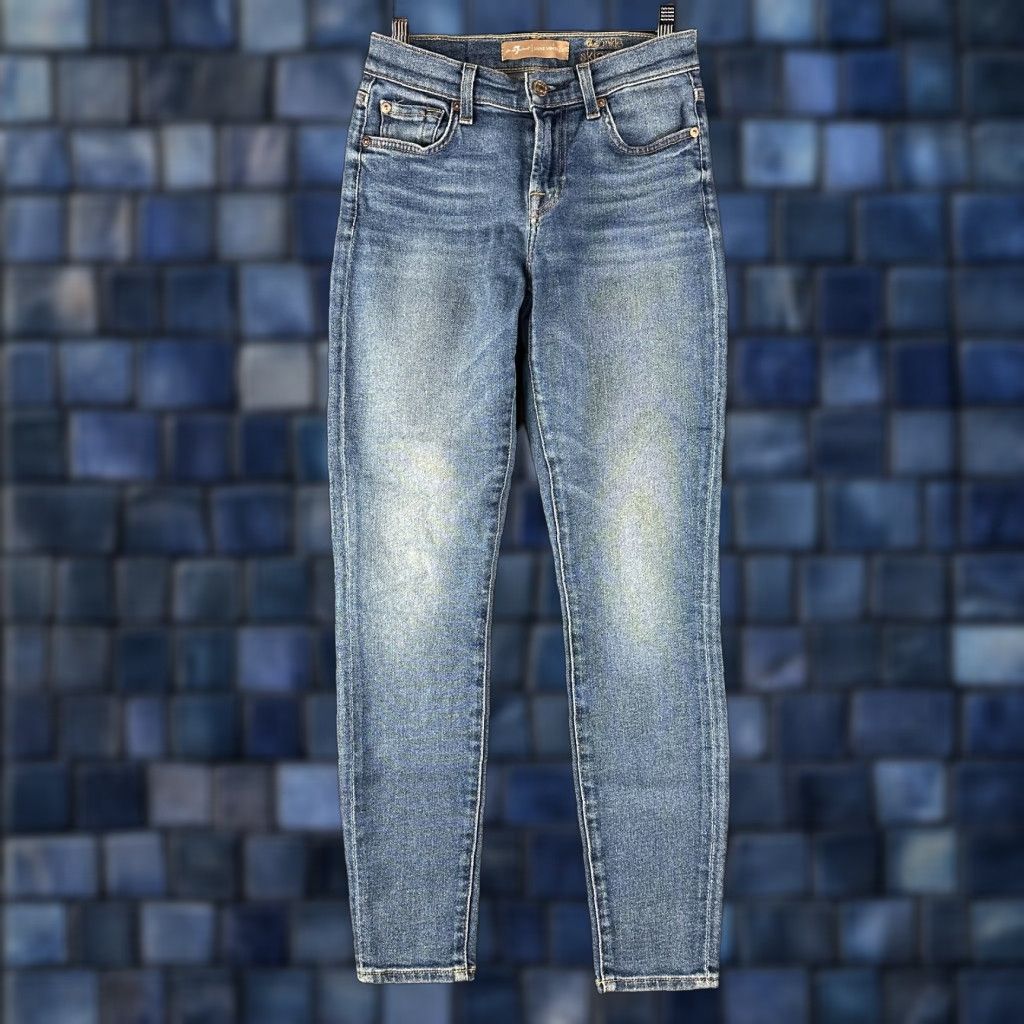 7 For All Mankind 7 For All Mankind Jeans Womens 25 The Ankle Skinny Cotton Stretch Pockets Blue Denim 5-Pocket Design Regular Mid Rise Adult Womens Size 42" / US 20 - 1 Thumbnail