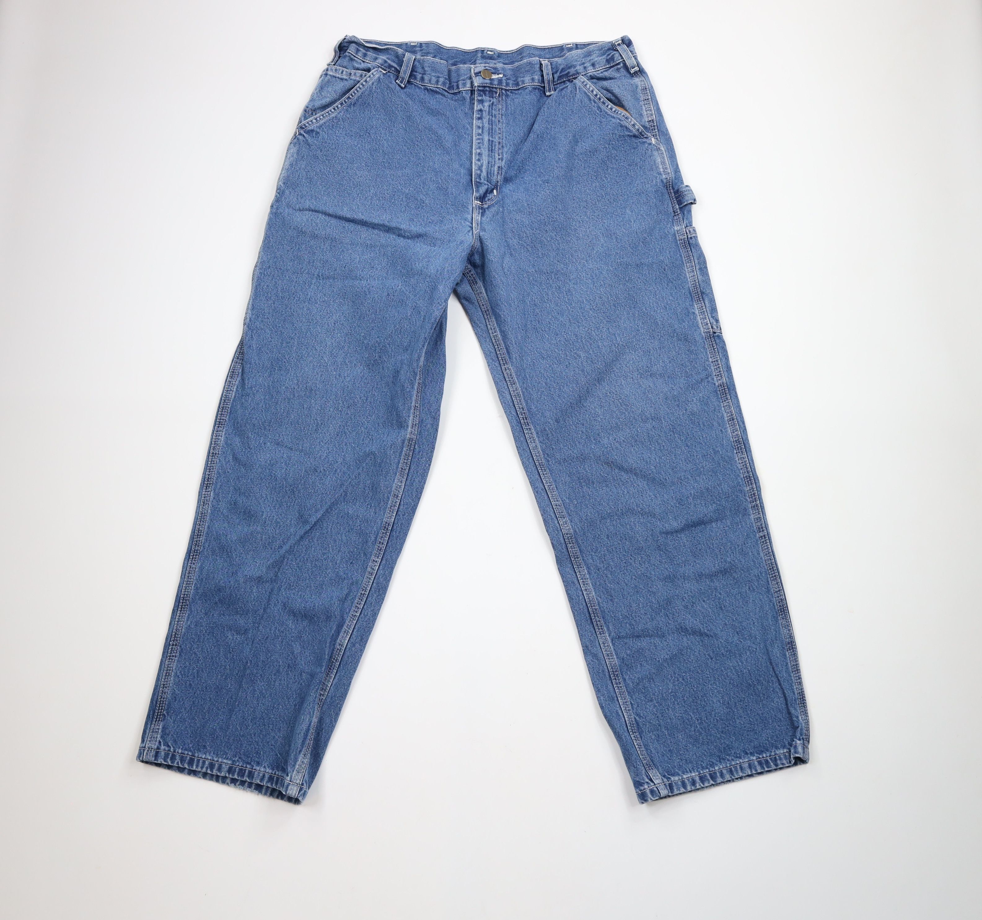Carhartt × Vintage Vintage Carhartt Out Wide Leg Dungaree Denim Jeans Blue Size US 38 / EU 54 - 1 Thumbnail