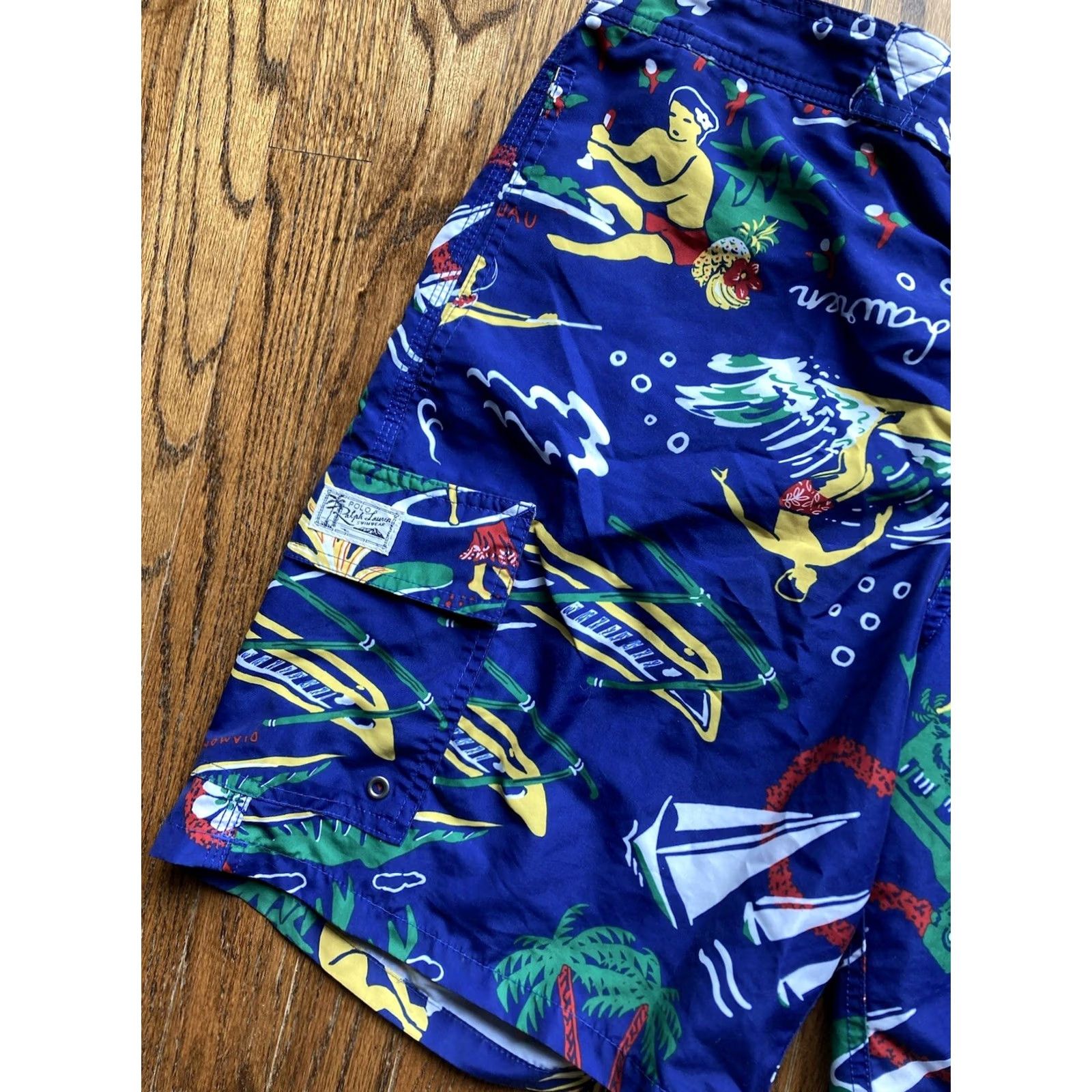 Polo Ralph Lauren Polo Ralph Lauren Mens Large Hawaiian Aloha Swim Trunks Blue Lined Tropical Size US L / EU 52-54 / 3 - 4 Thumbnail