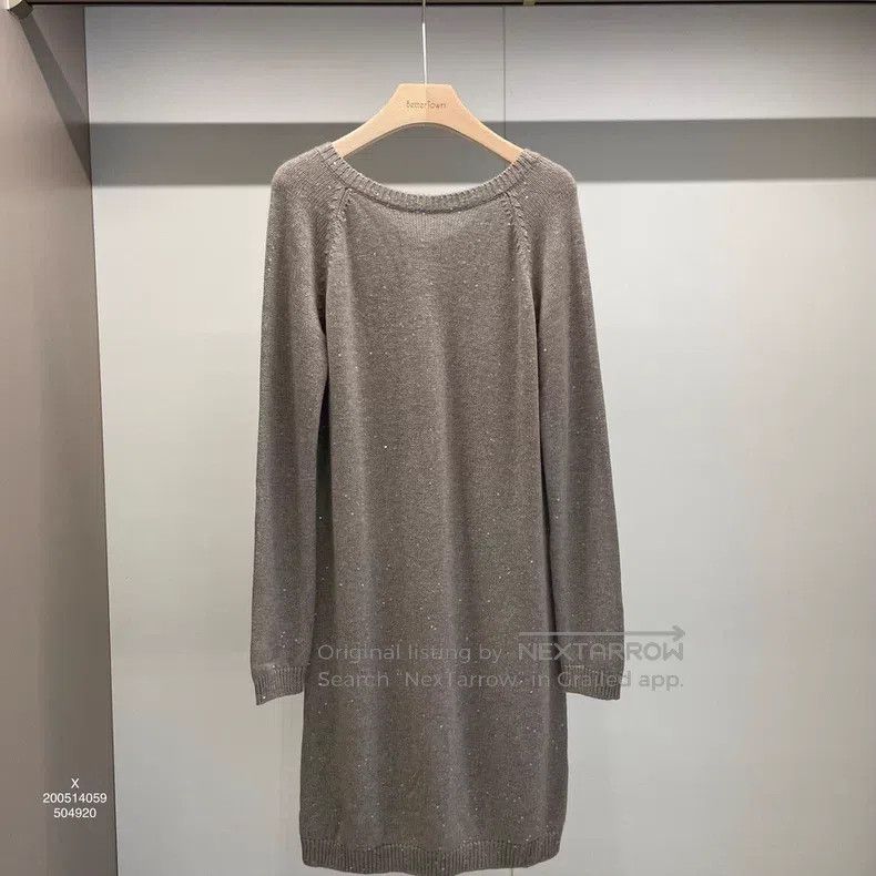Brunello Cucinelli Brunello Cucinelli Gray Sequined Cashmere Maxi Dress Size M / US 6-8 / IT 42-44 - 1 Thumbnail