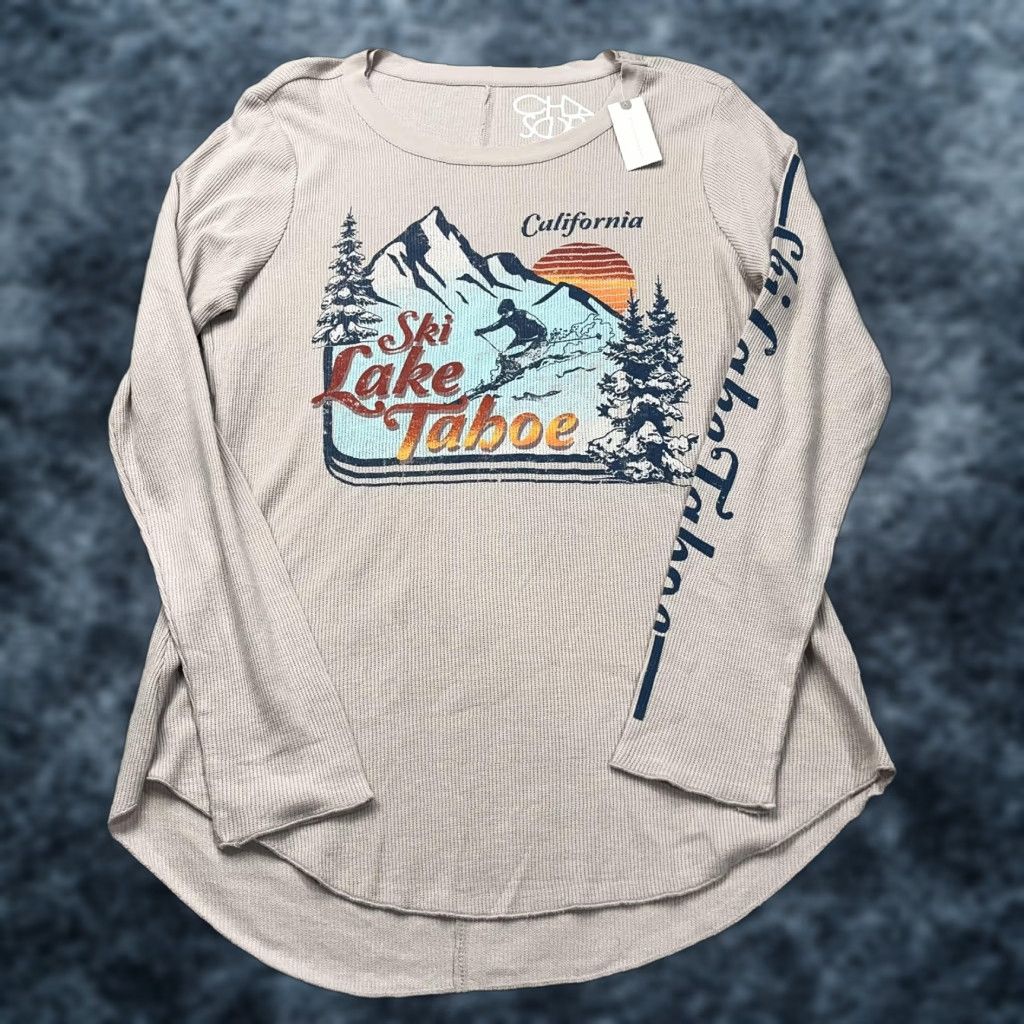 Anthropologie Chaser Shirt Womens Large Pink Waffle Thermal Ski Lake Tahoe Anthropologie Size L / US 10 / IT 46 - 1 Thumbnail