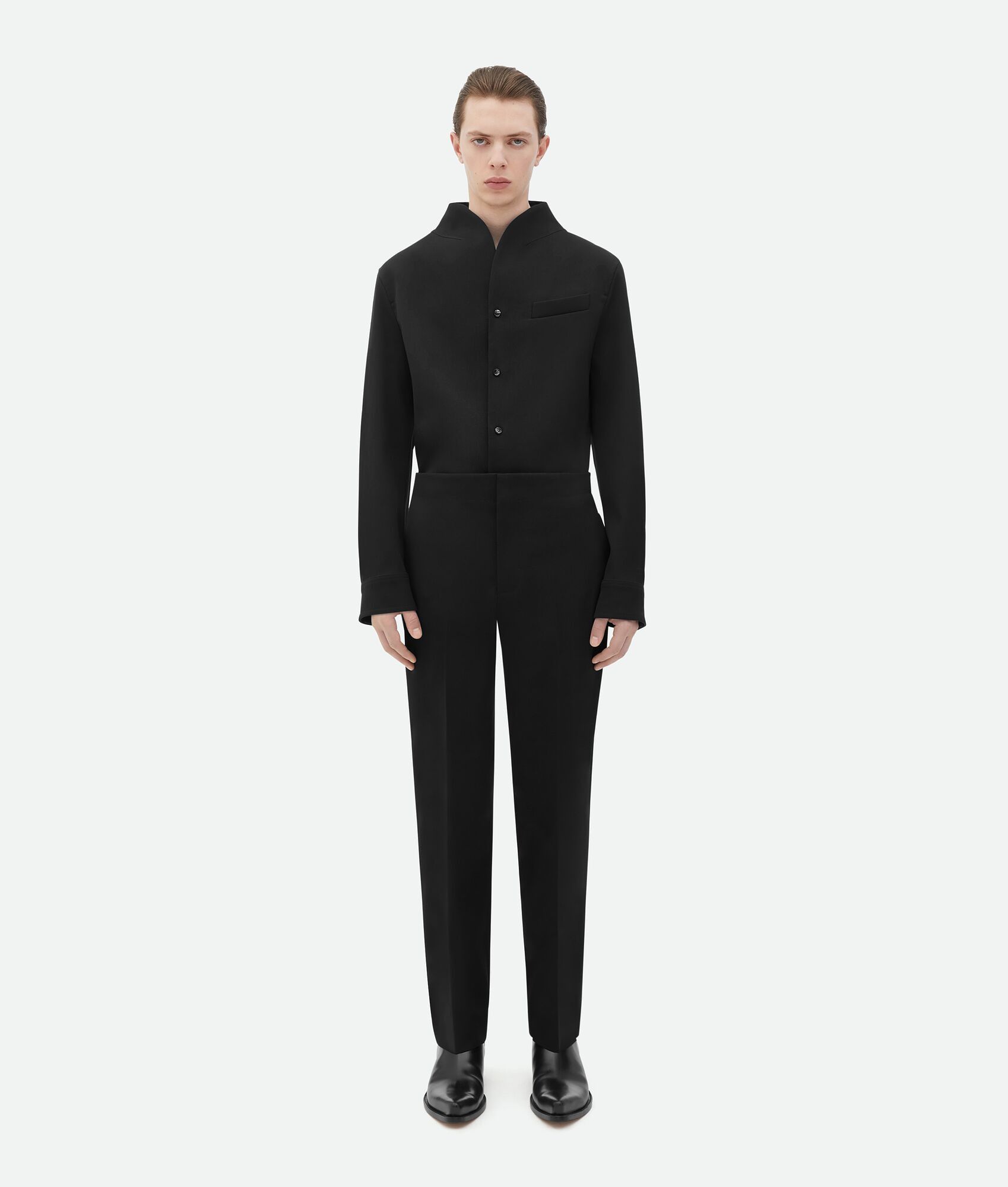 Bottega Veneta o1n1vont0225 Light Wool Straight Leg Pant in Black Size US 36 / EU 52 - 1 Thumbnail