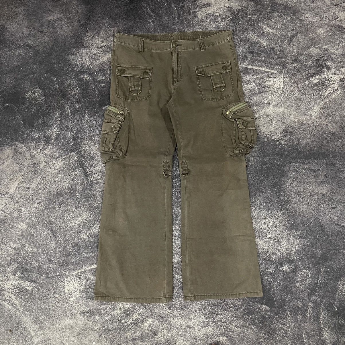 Y2K GOA Style Brown Cargo Pants Utility Techwear Military