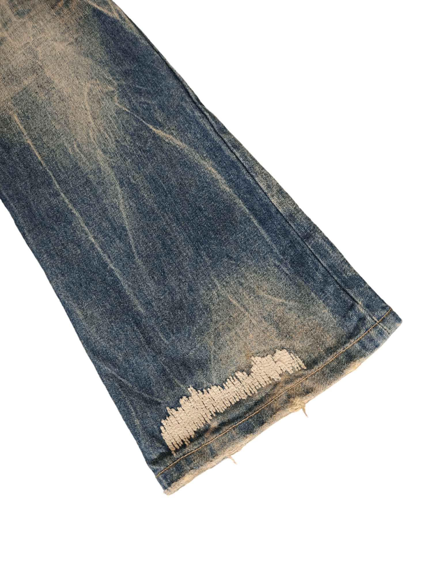 GOSTAR DE FUGA Flare Jeans Fuga Boro Sew Distress Faded Denim Bootcut Y2k Size US 31 - 16 Thumbnail