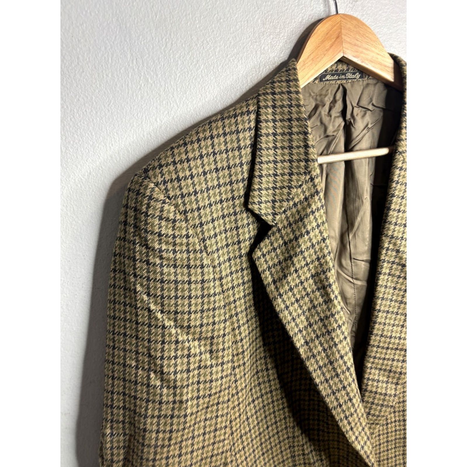 Vintage VINTAGE Mani Sport Coat Blazer Mens 44 Brown Check Tweed Wool Made In Italy 80s Size 44R - 2 Thumbnail