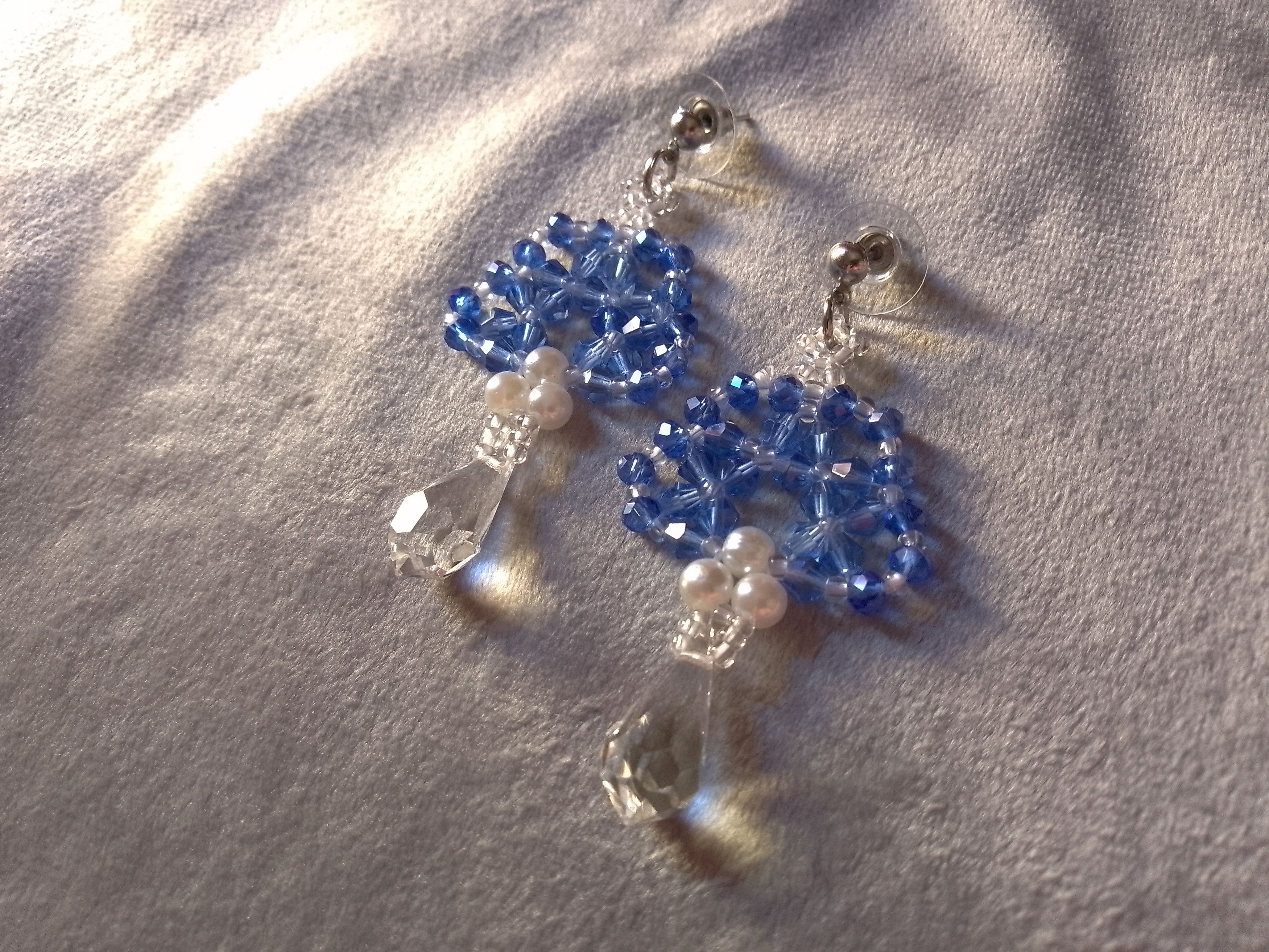 Handmade Earrings. Blue crystal. Elegant. Swarovski teardrop Size ONE SIZE - 6 Thumbnail