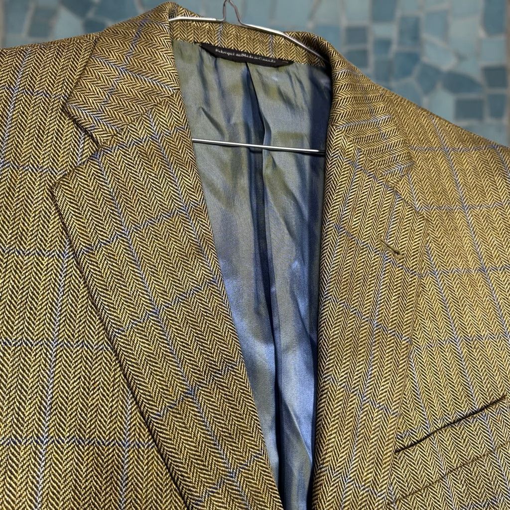 Vintage Coppley Sport Coat Mens 42T 100% Silk Windowpane Herringbone Blazer Suit Jacket Size 42R - 1 Thumbnail