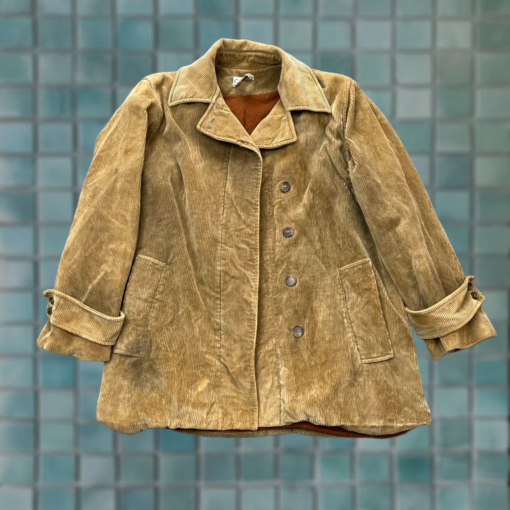 Calvin Klein VINTAGE Calvin Klein Jacket Mens Medium Brown Corduroy Coat Lined Buttons 90s Casual Regular Mens Size US M / EU 48-50 / 2 - 1 Thumbnail