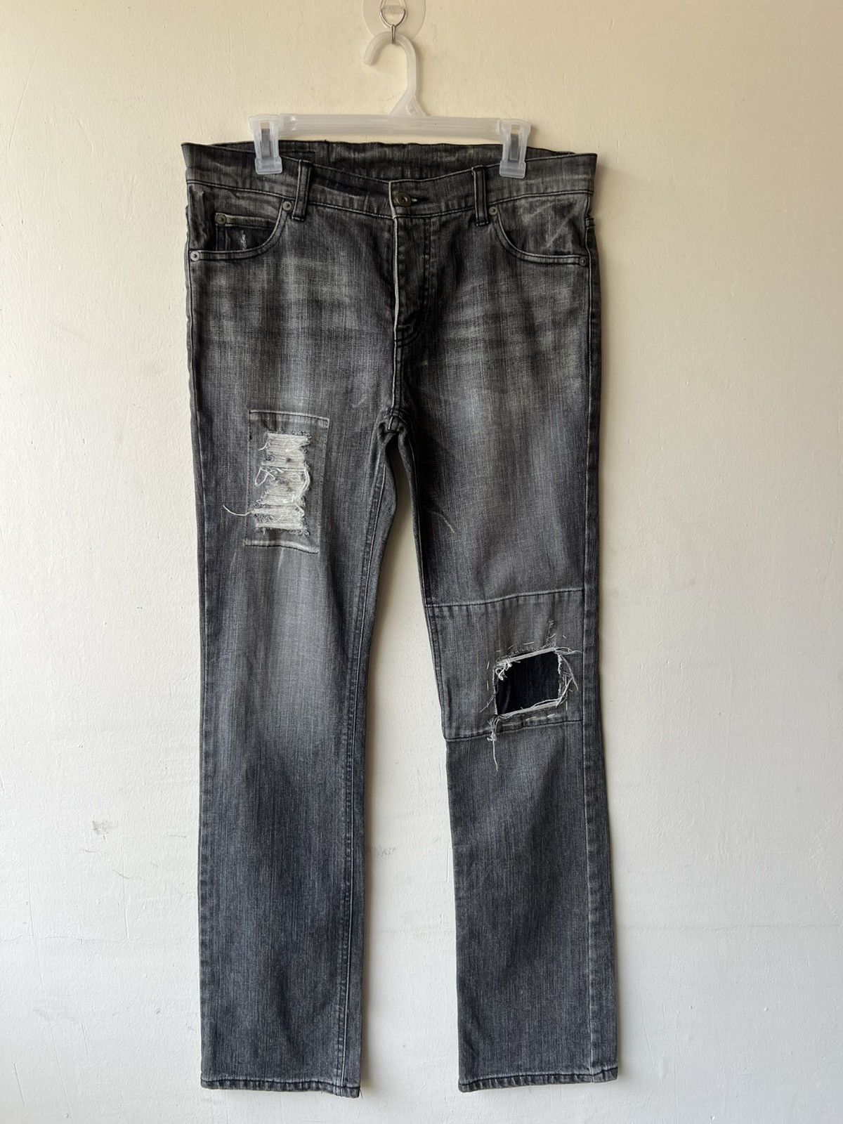 Beams Plus Beams X Vaporize Distressed Stretch Denim Flare Jeans Size US 32 / EU 48 - 2 Thumbnail