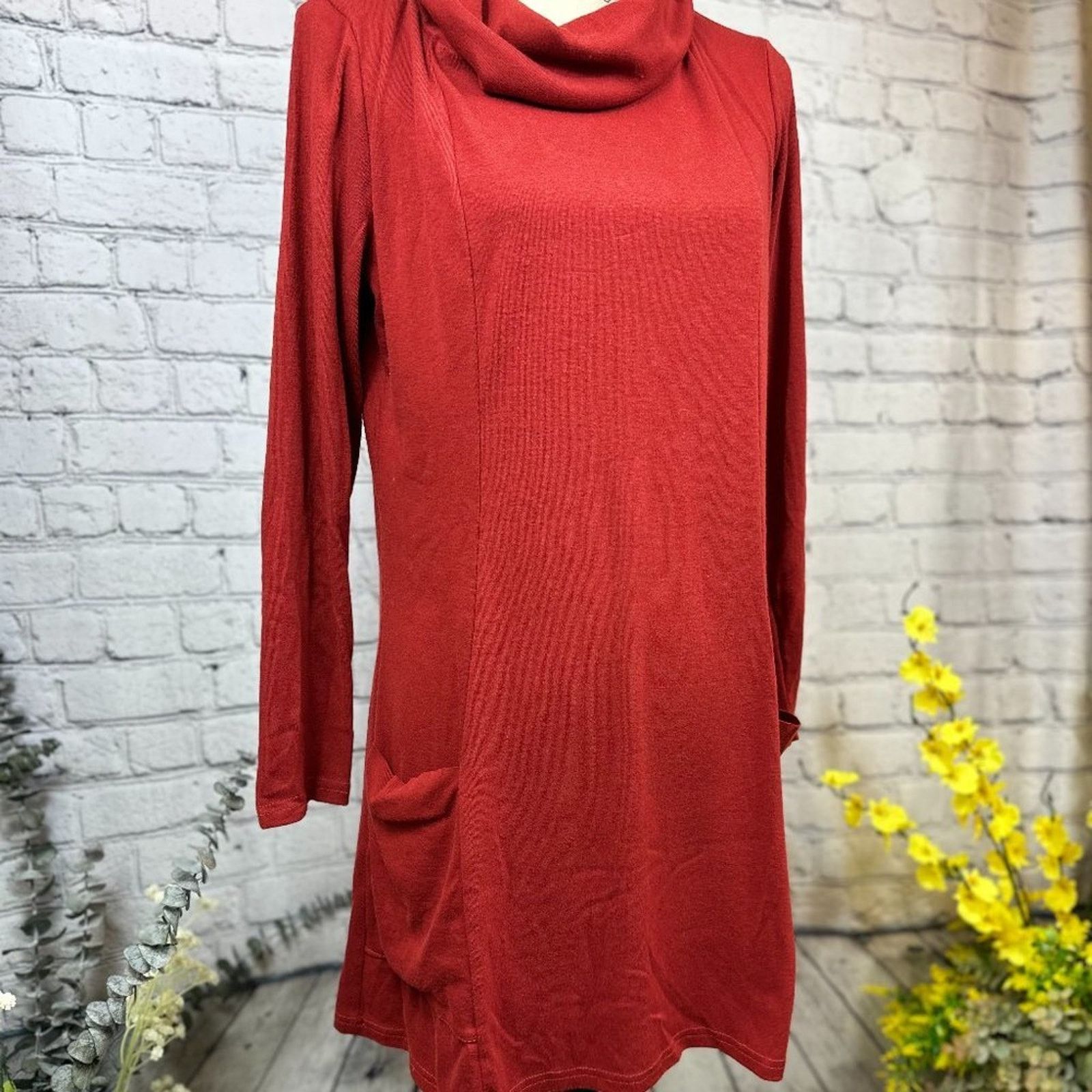 Other Long Sleeve Cowl Neck Tunic Pockets - Blood Orange - size L Size L / US 10 / IT 46 - 11 Thumbnail