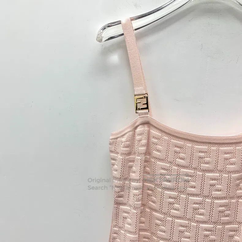 Fendi Fendi Pink Logo Letter Full Print Camisole Knit Dress Size XS / US 0-2 / IT 36-38 - 3 Thumbnail
