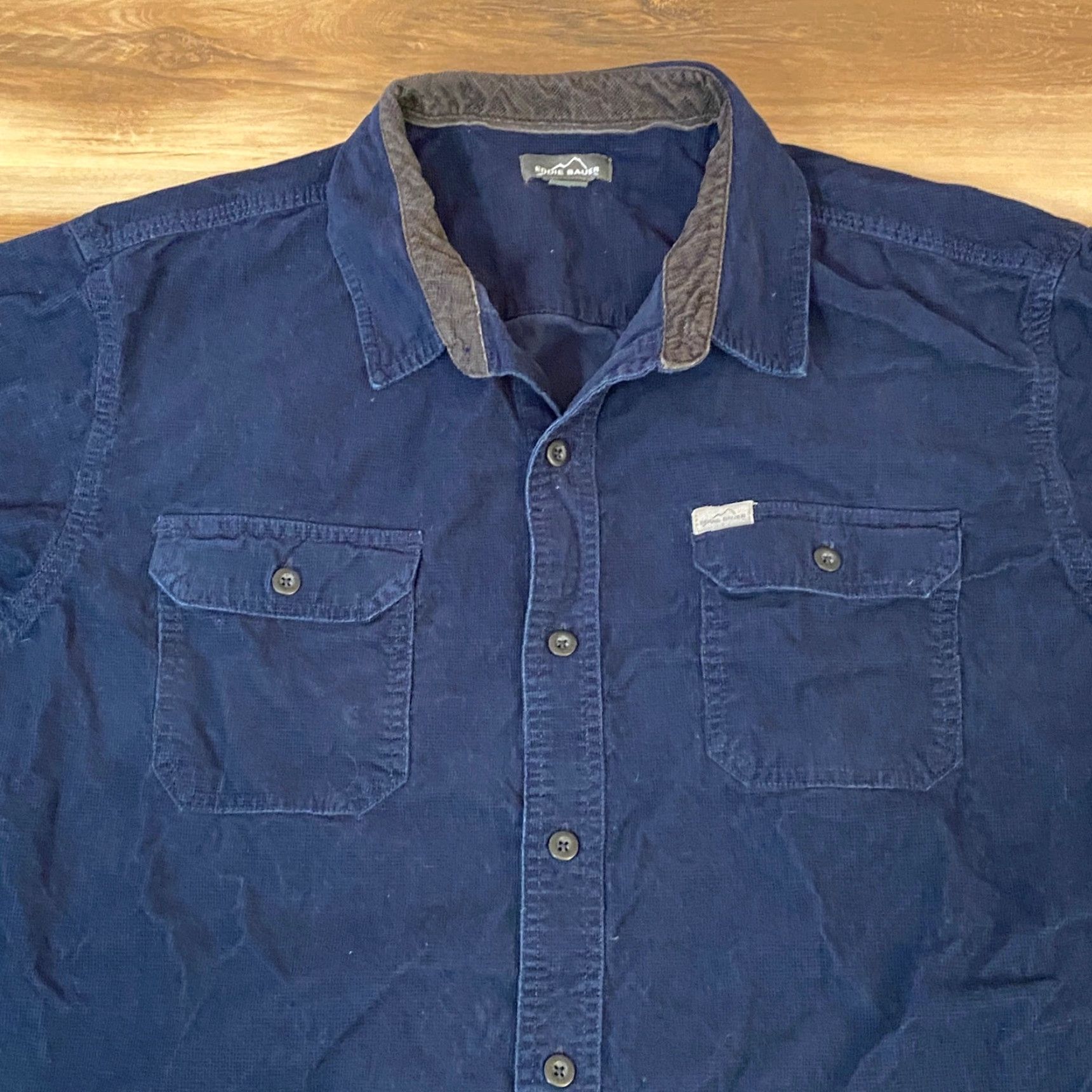 Eddie Bauer Eddie Bauer Mens Corduroy Shirt Long Sleeve Button-Down Blue XXL Size US XXL / EU 58 / 5 - 2 Thumbnail