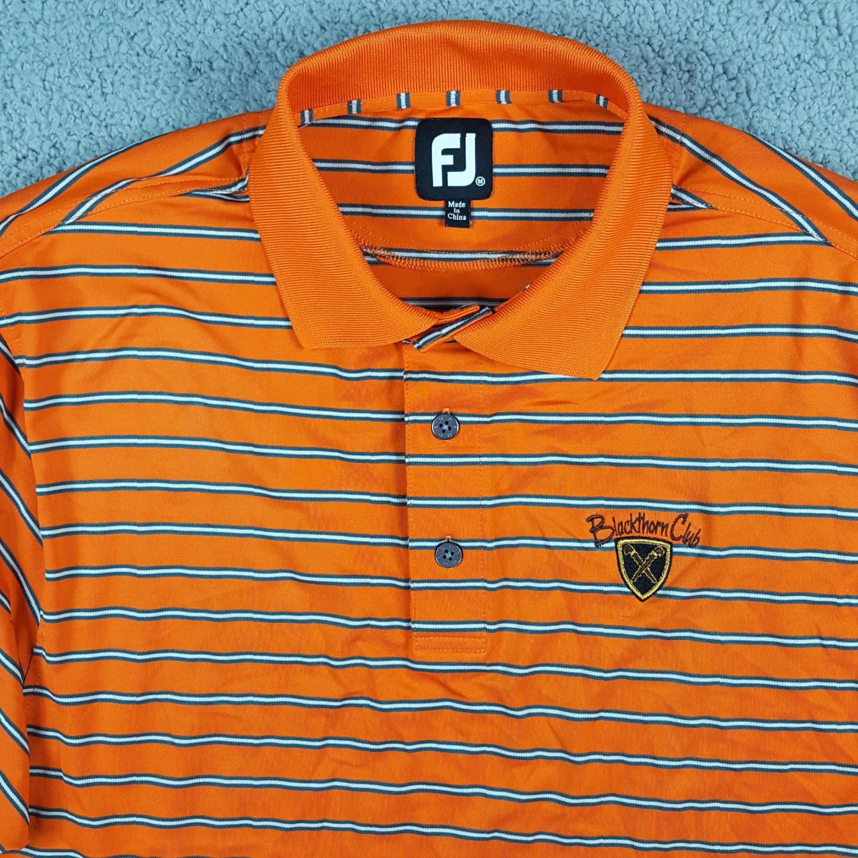 Footjoy VINTAGE FootJoy Polo Shirt Athletic Collar Striped Stretch Polyester size M Orange Men Polo Shirt Size US M / EU 48-50 / 2 - 2 Thumbnail