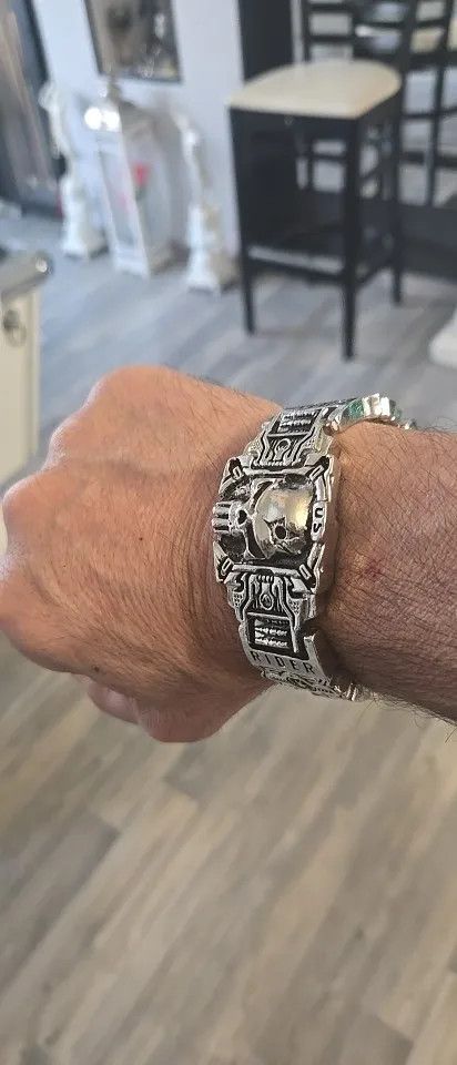 Vintage 21cm Charm Skull Bracelet Punk Rider Bracelet Size ONE SIZE - 4 Thumbnail