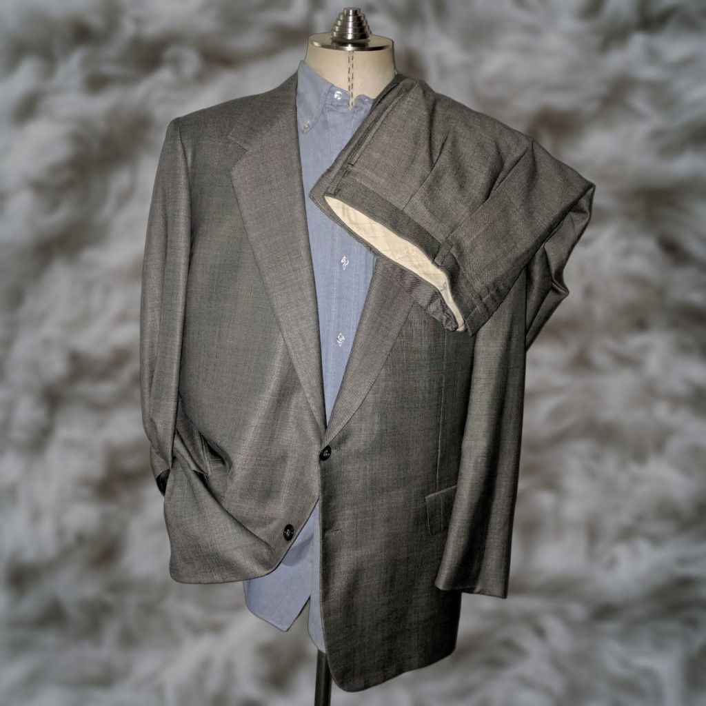 Hickey Freeman Gray WOOL SILK 2 pc Suit 46L Blazer Jacket 2-vent Pants 40 x 29