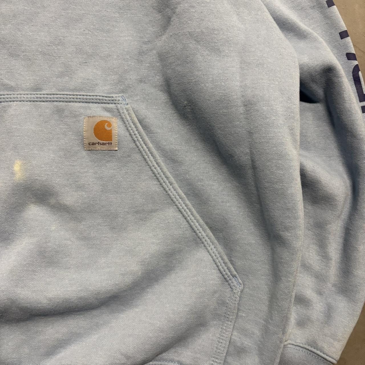 Carhartt CRAZY Vintage Y2K/2000s Carhartt Loose Fit Faded Blue Workwear Skater Hoodie! Size US M / EU 48-50 / 2 - 2 Thumbnail