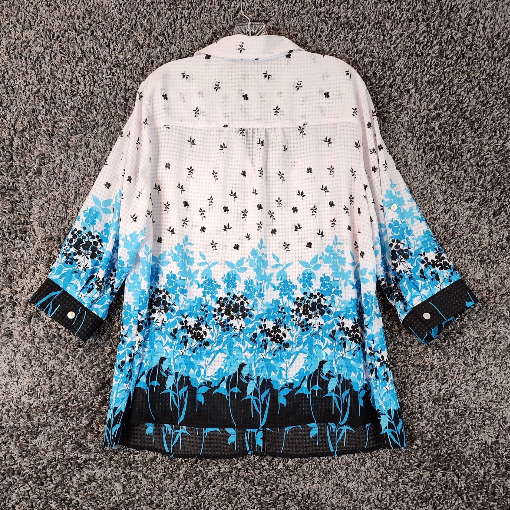 Vintage VINTAGE Notations Floral Blouse Plus Size 2X White Blue 3/4 Sleeve Womens Size XXL / US 16-18 / IT 52-54 - 5 Thumbnail