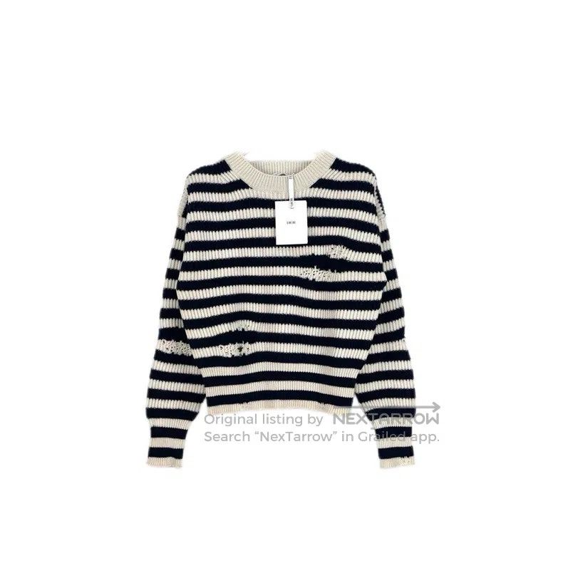 Dior Dior Dark blue striped bee logo wool cashmere sweater Size XS / US 0-2 / IT 36-38 - 1 Thumbnail