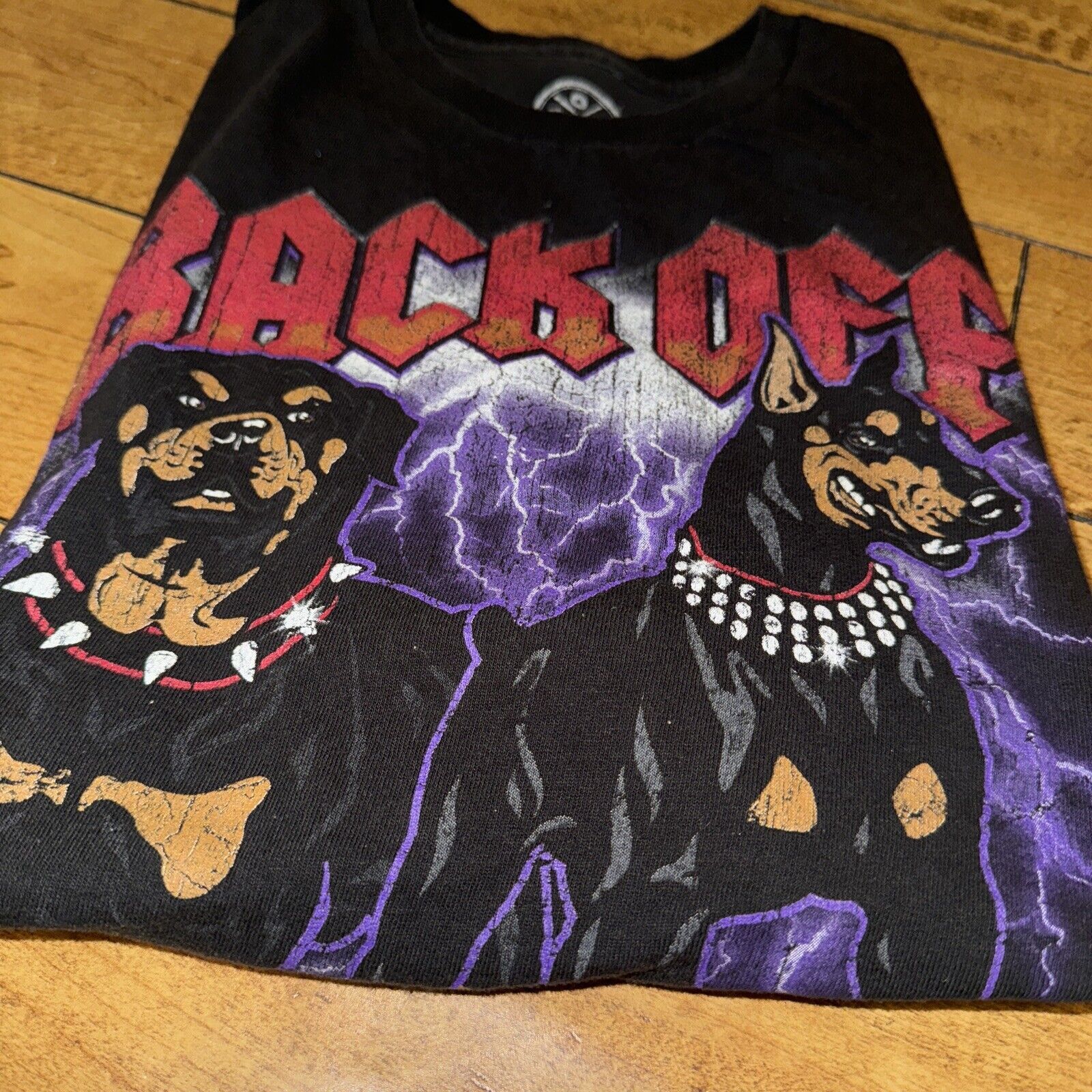 Band Tees × Vintage Rottweiler Doberman Size L Black "Back off" Dog Shirt 20x27 Size US L / EU 52-54 / 3 - 4 Thumbnail