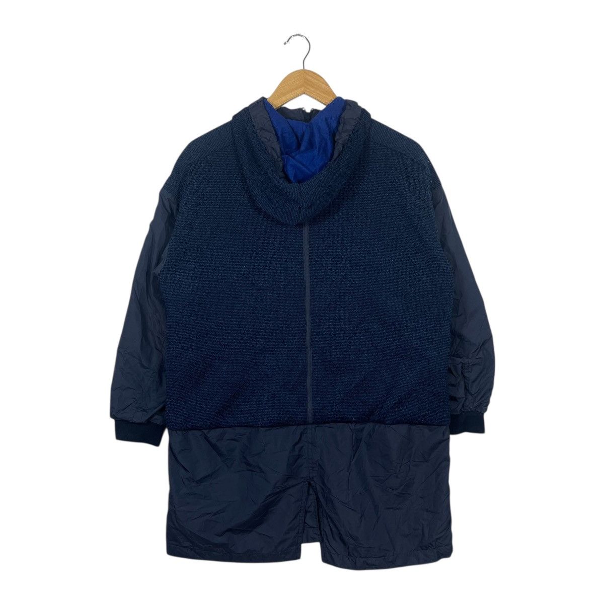 Adidas Adidas Hooded Knit Panel Parka Jacket Navy Longline Full Zip Size US M / EU 48-50 / 2 - 4 Thumbnail