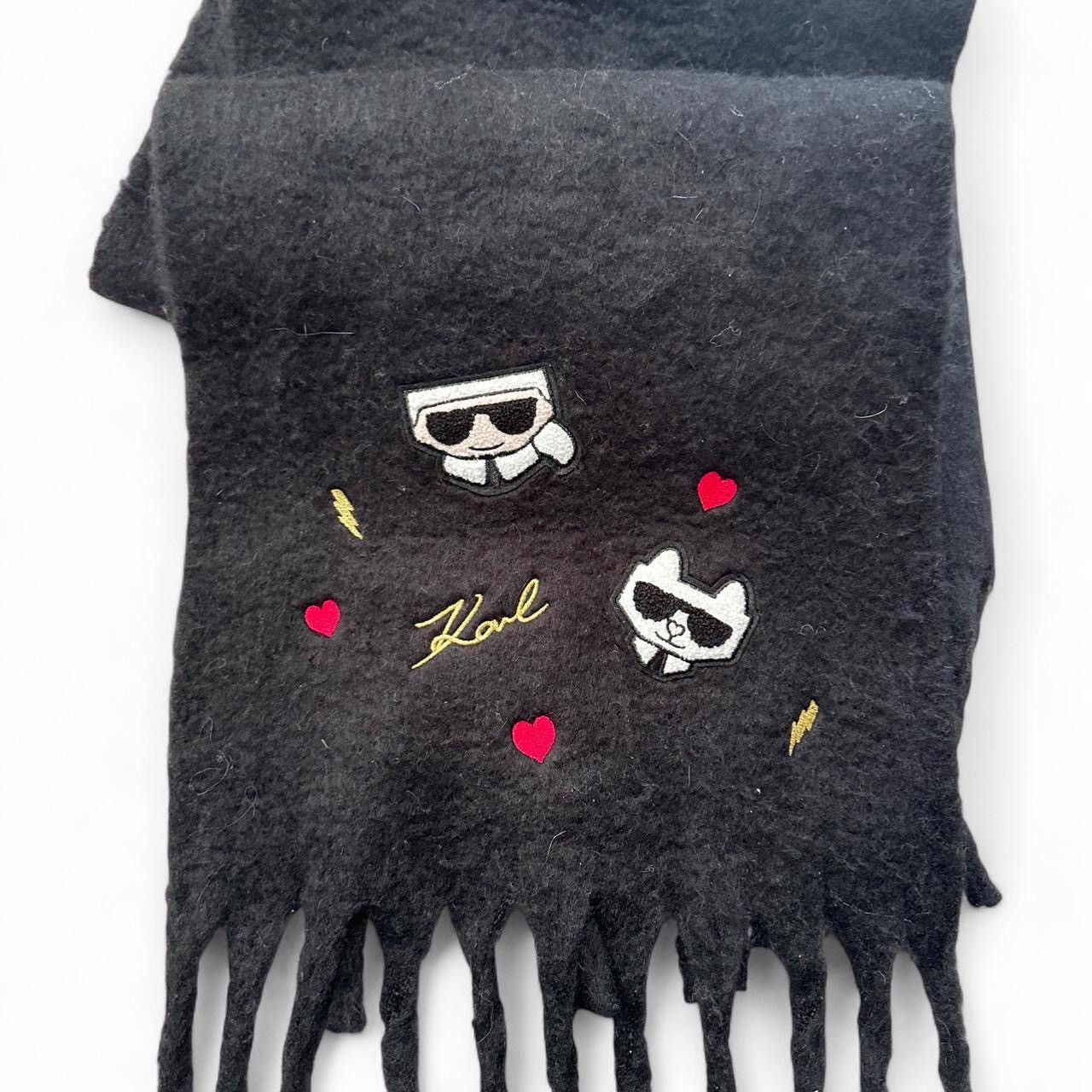 Karl Lagerfeld Karl Lagerfeld black scarf with embroidered details Size ONE SIZE - 2 Thumbnail