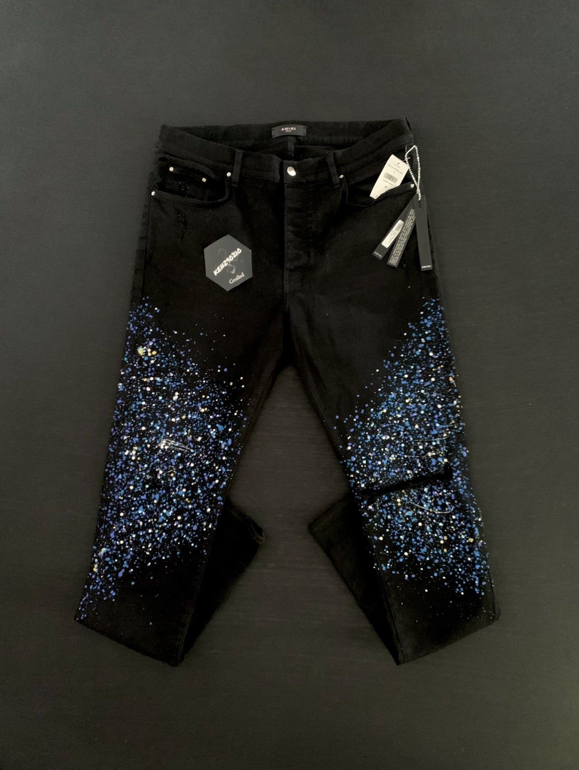 image of Amiri Black Crystal Painter Jeans, Men's (Size 38)