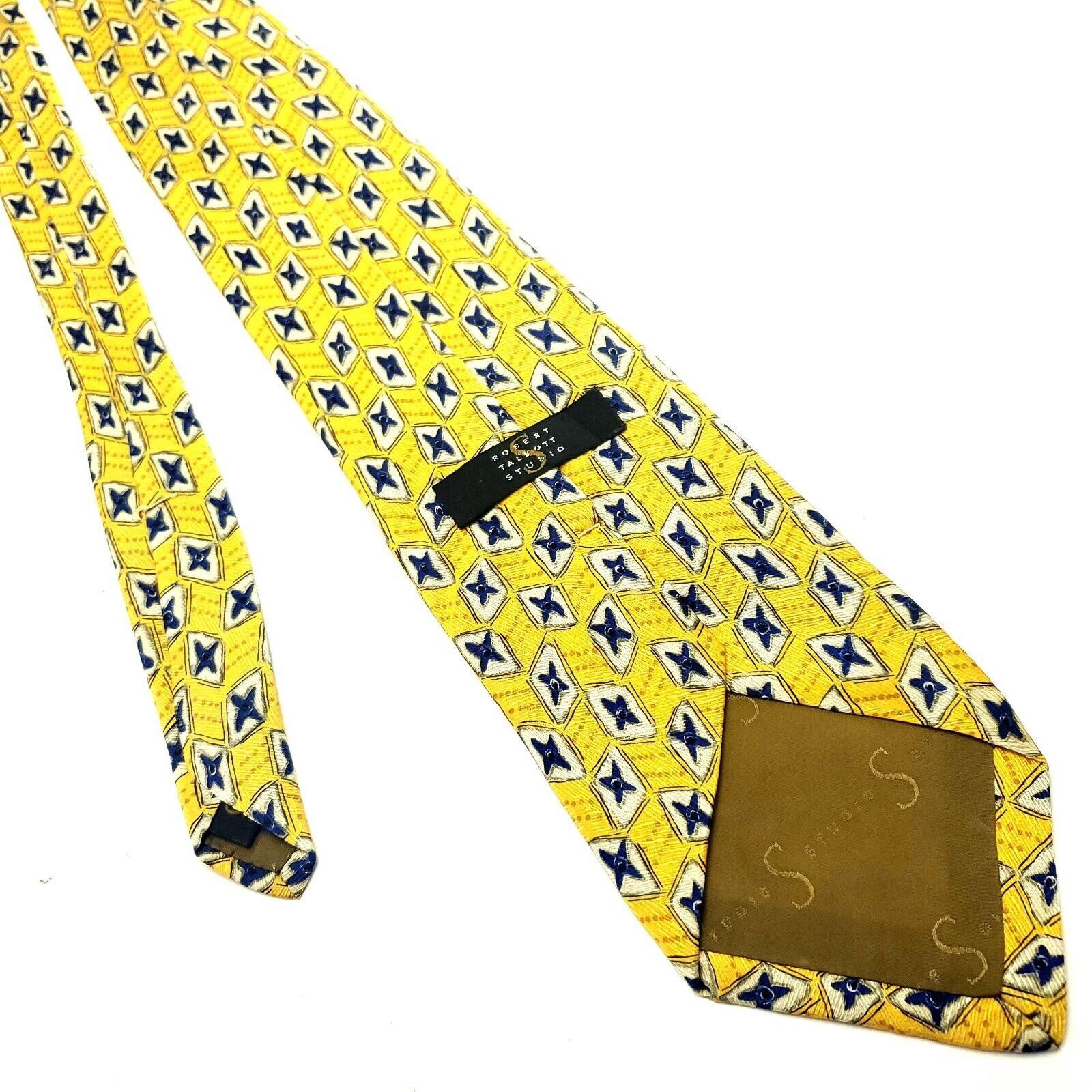 Robert Talbott Robert Talbott Studio Yellow Silk Tie Woven Wide Geometric Size ONE SIZE - 3 Thumbnail