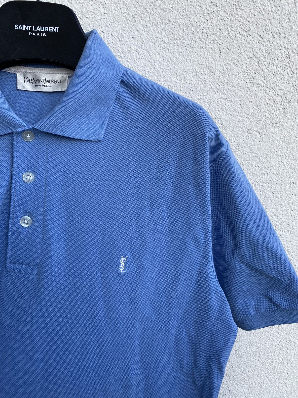 image of Vintage x YVES Saint Laurent Blue YSL Polo Shirt YSL Shirt YSL Tee, Men's (Size Large)