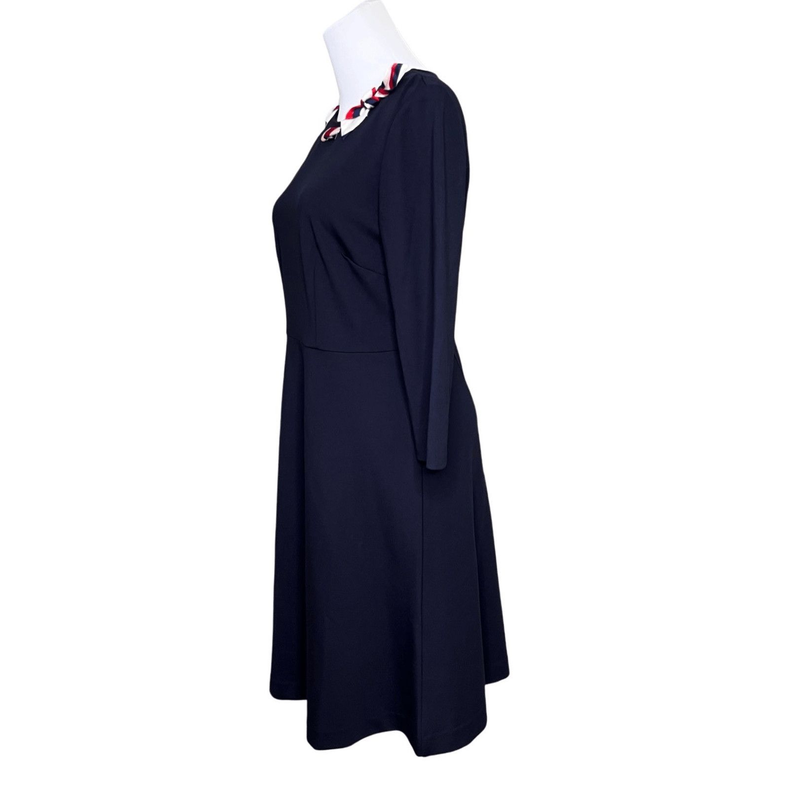 Other Talbots Petite 50s Scarf Dress Blue Ponte Fit & Flare 4P Size S / US 4 / IT 40 - 3 Thumbnail