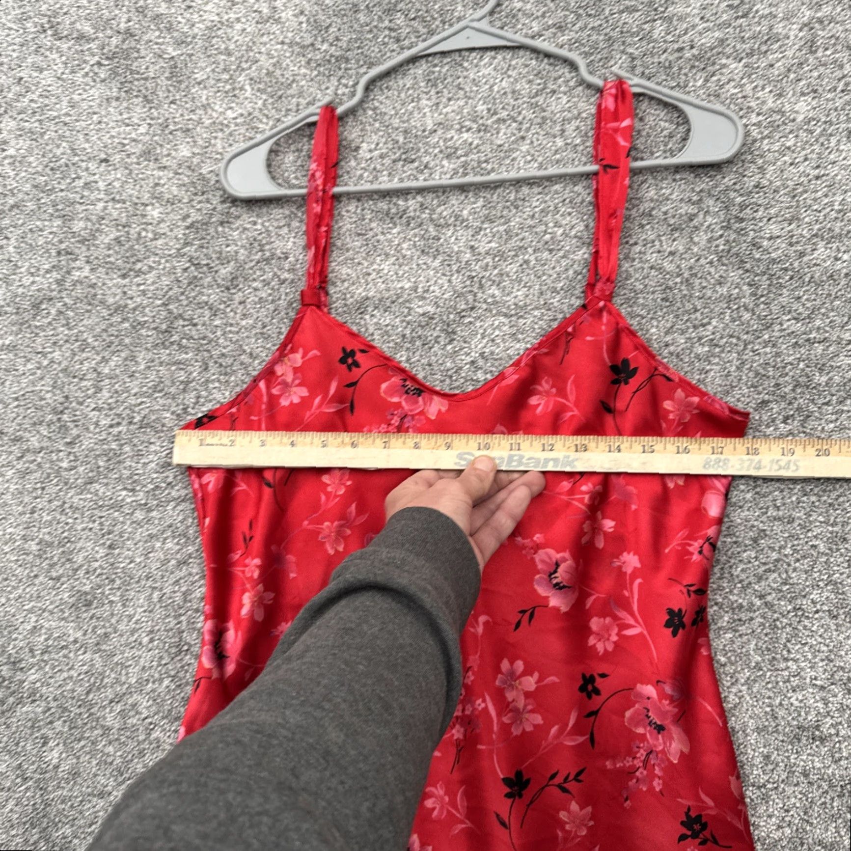 Vintage Andrea Viccaro Intimates Sleepwear Gown Sleeveless V-Neck Floral Satin Red L Womens Size ONE SIZE - 3 Thumbnail