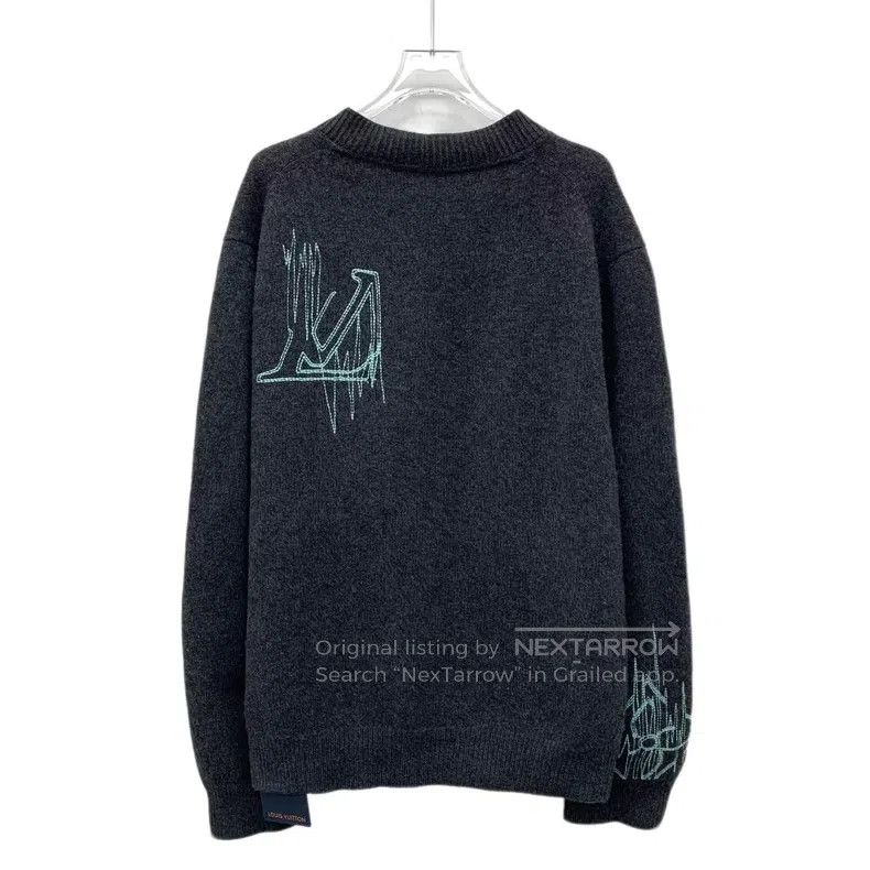 Louis Vuitton Louis Vuitton 23 Black and Grey Old Cut Sheep Wool V-Neck Size US L / EU 52-54 / 3 - 2 Thumbnail