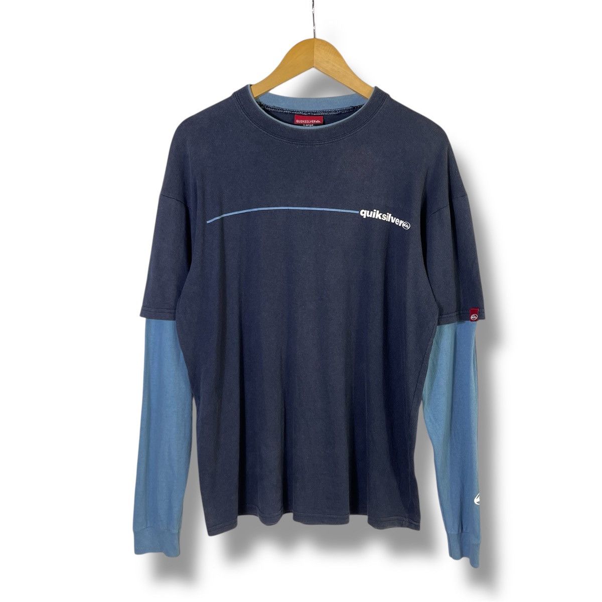 Quiksilver Vintage 90s Quiksilver Long Sleeves Fades Tshirt Size US L / EU 52-54 / 3 - 1 Thumbnail