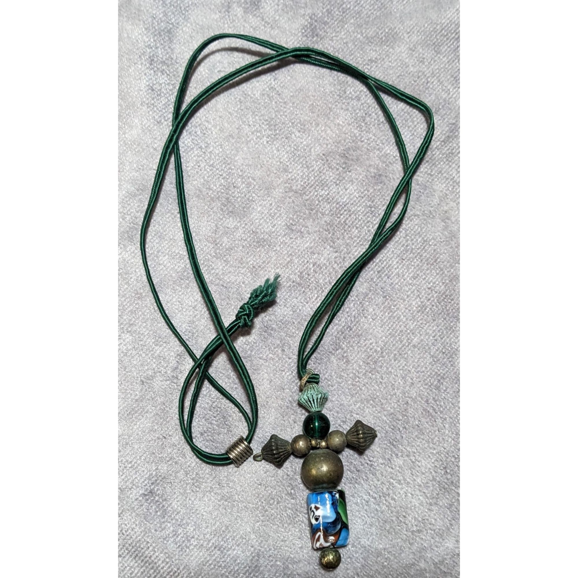 Other Vintage Brass And Glass Beaded Cross Necklace Size ONE SIZE - 11 Thumbnail