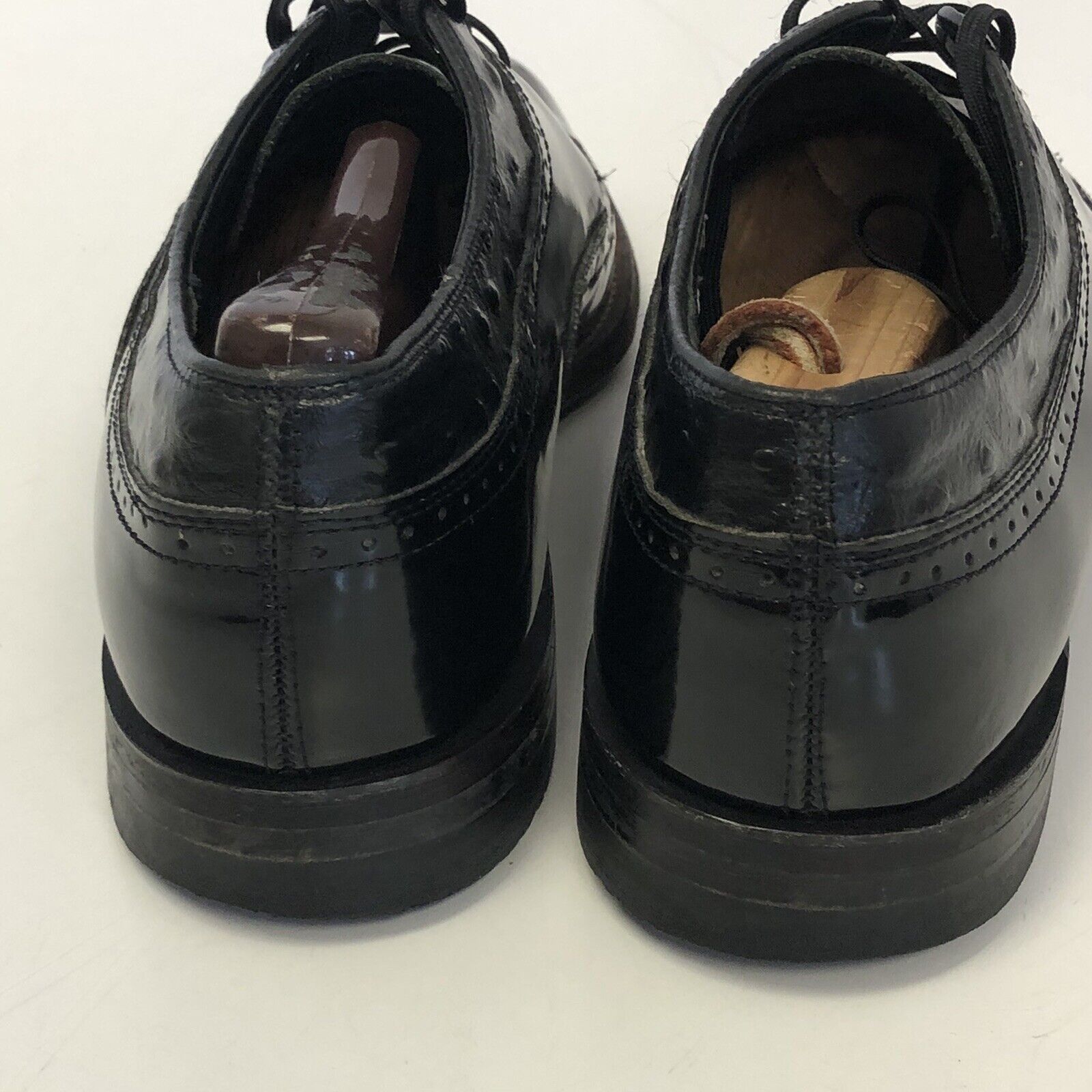 Stacy Adams Vtg Stacy Adams Black Patent Leather OSTRICH Grain Shoes Size US 8.5 / EU 41-42 - 6 Thumbnail