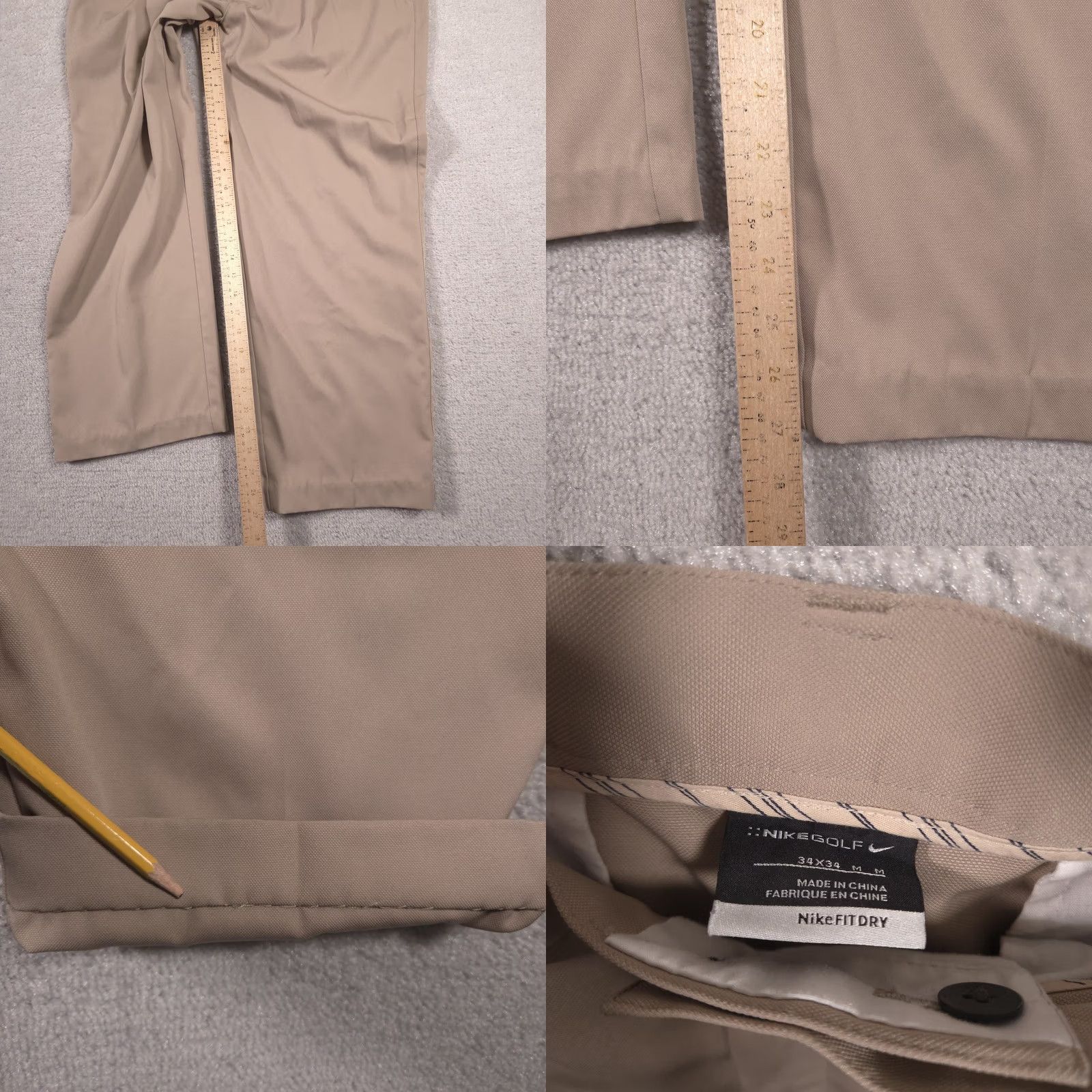 Nike Nike Golf Pants Mens 34 Beige Twill Pleated Moisture Wicking Performance Regular Straight Leg Pants Mens Golf Size US 34 / EU 50 - 8 Thumbnail