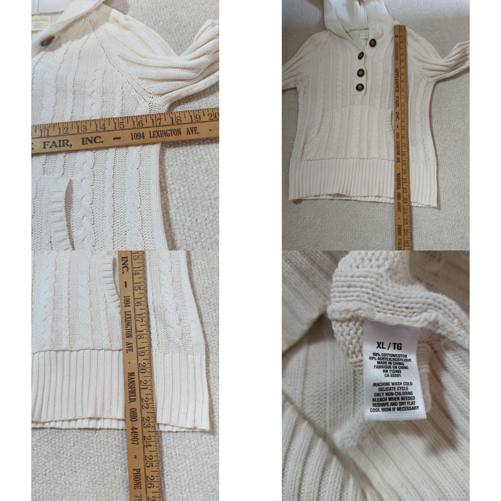 Aeropostale Aeropostale Sweater Henley Cable Knit Hoodie Ivory Women's XL Preppy Bella Size XL / US 12-14 / IT 48-50 - 8 Thumbnail