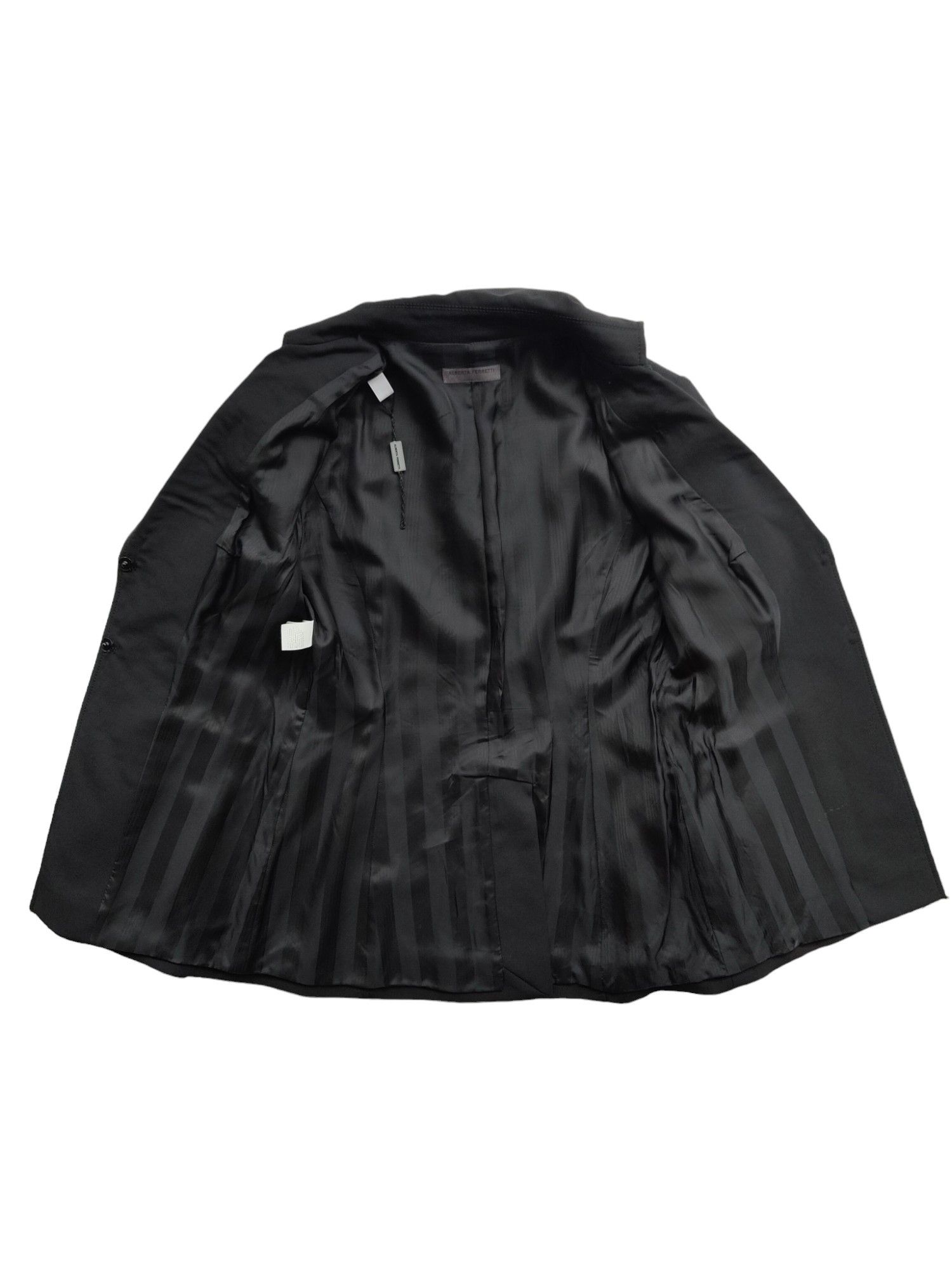 Alberta Ferretti Black Thin Wool Blazer With On-Tone Embroidery Size M / US 6-8 / IT 42-44 - 3 Thumbnail