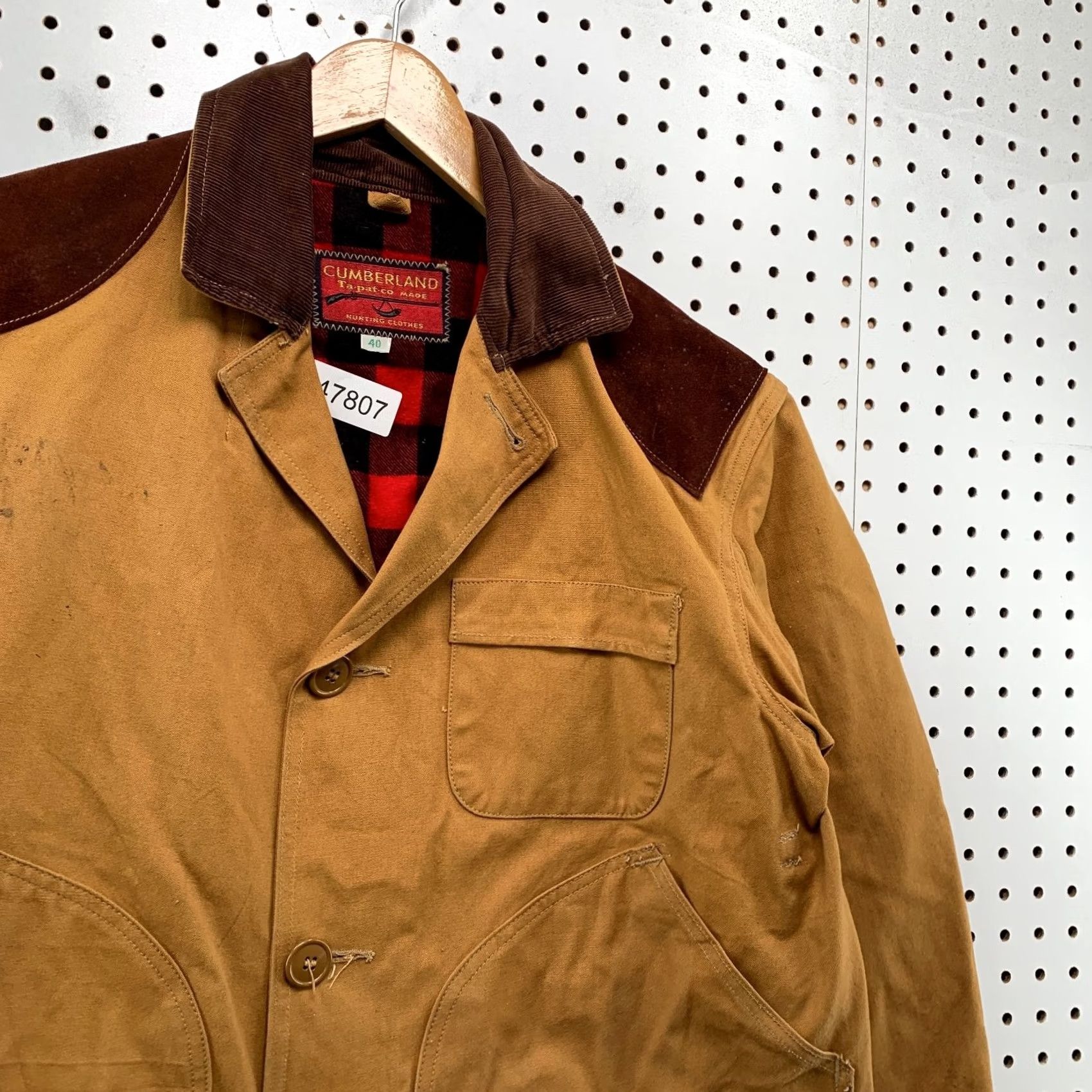Timberland Cumberland Jacket Mens 40 Brown Canvas Hunting Barn Chore Leather Trim Vintage Jacket Size US XXS / EU 40 - 7 Thumbnail