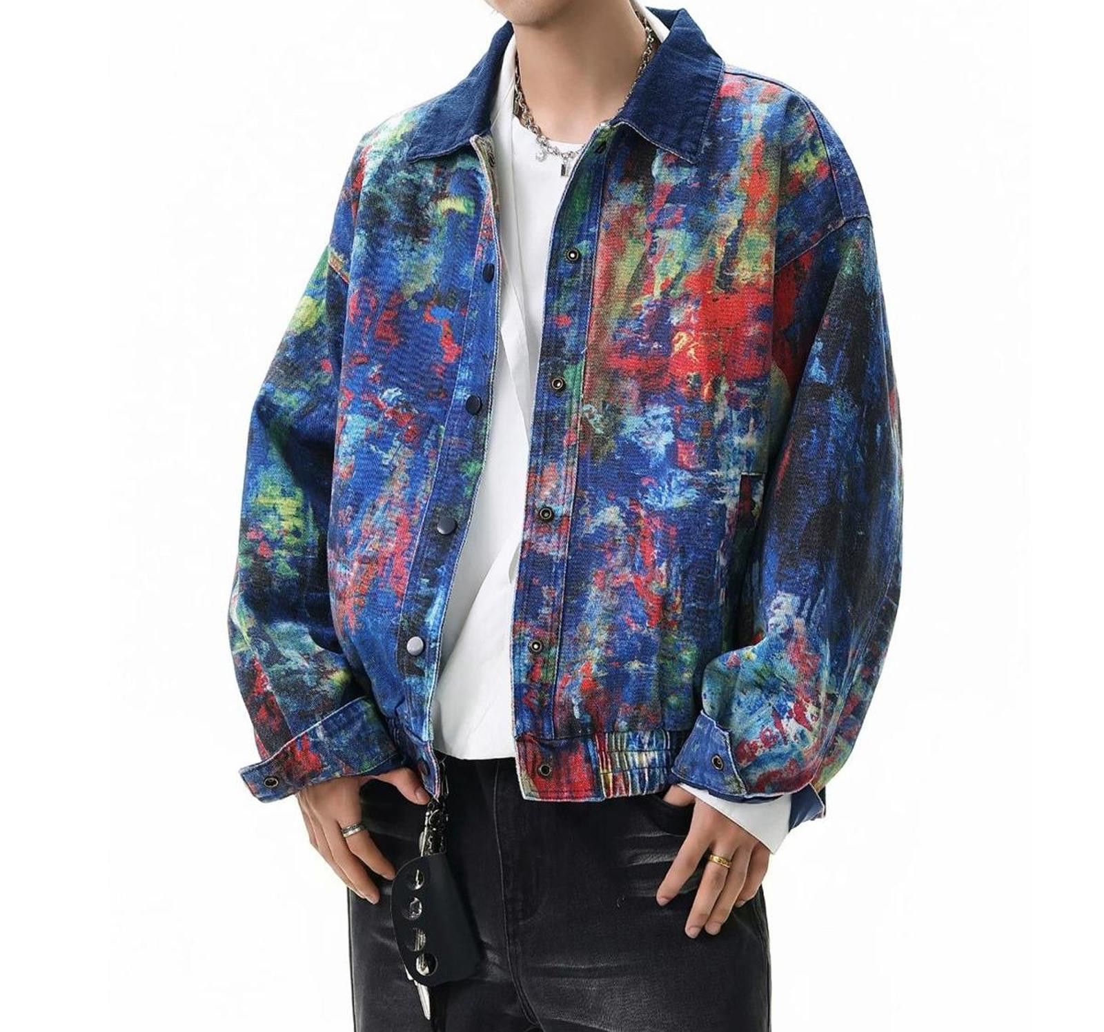 Other Graffiti Art Denim Jacket | Painted Boxy Wide Outerwear Size US M / EU 48-50 / 2 - 2 Thumbnail