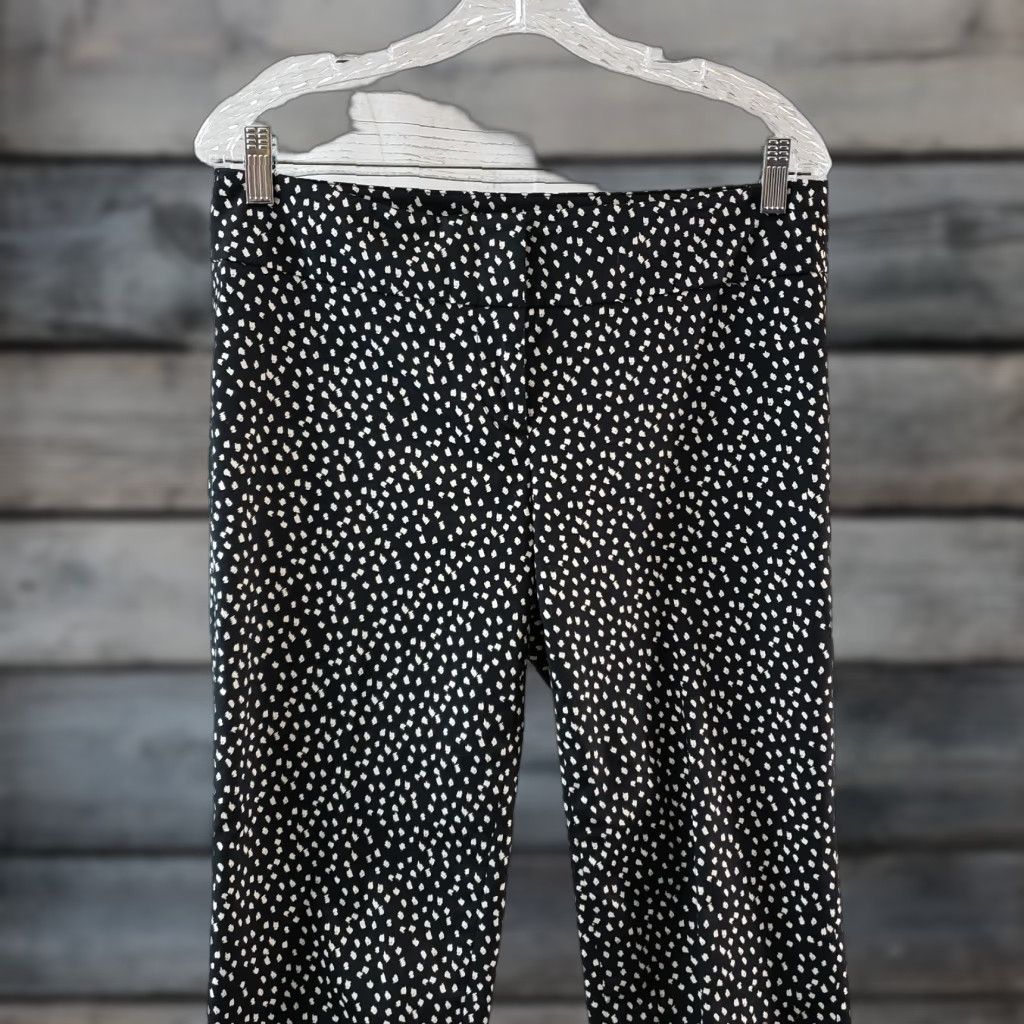 Ann Taylor Ann Taylor LOFT Womens Marisa Cropped Pants Sz 4 Black White Mid Rise Cotton Crop Pants Womens 4 Black Size 27" / US 4 / IT 40 - 1 Thumbnail