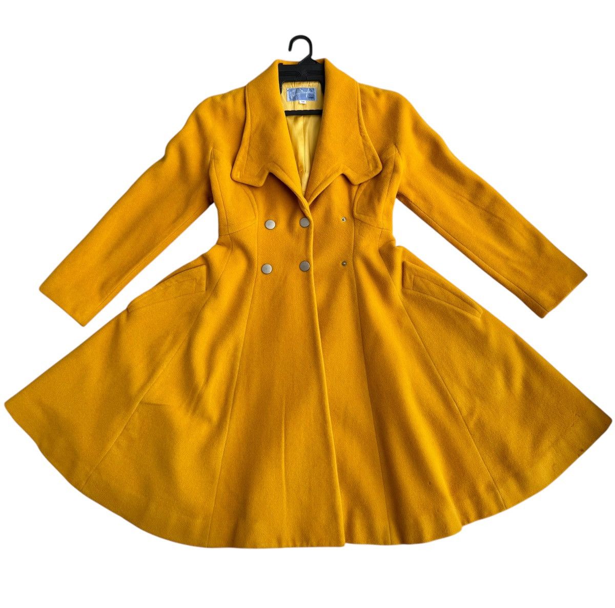Mugler 🔥Rare Vintage 80s Thierry Mugler Mustard Yellow Wool Coat Size M / US 6-8 / IT 42-44 - 2 Thumbnail
