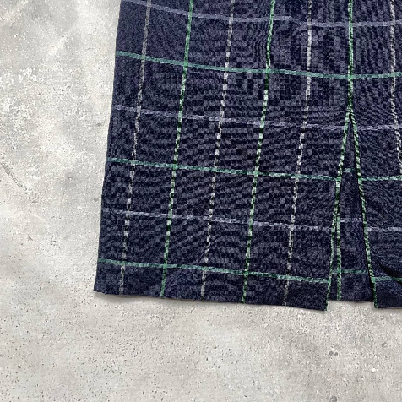 Burberry × Vintage Vintage 90s Burberrys Midi Checked Skirt Women’s Blue Size 27" / US 4 / IT 40 - 6 Thumbnail