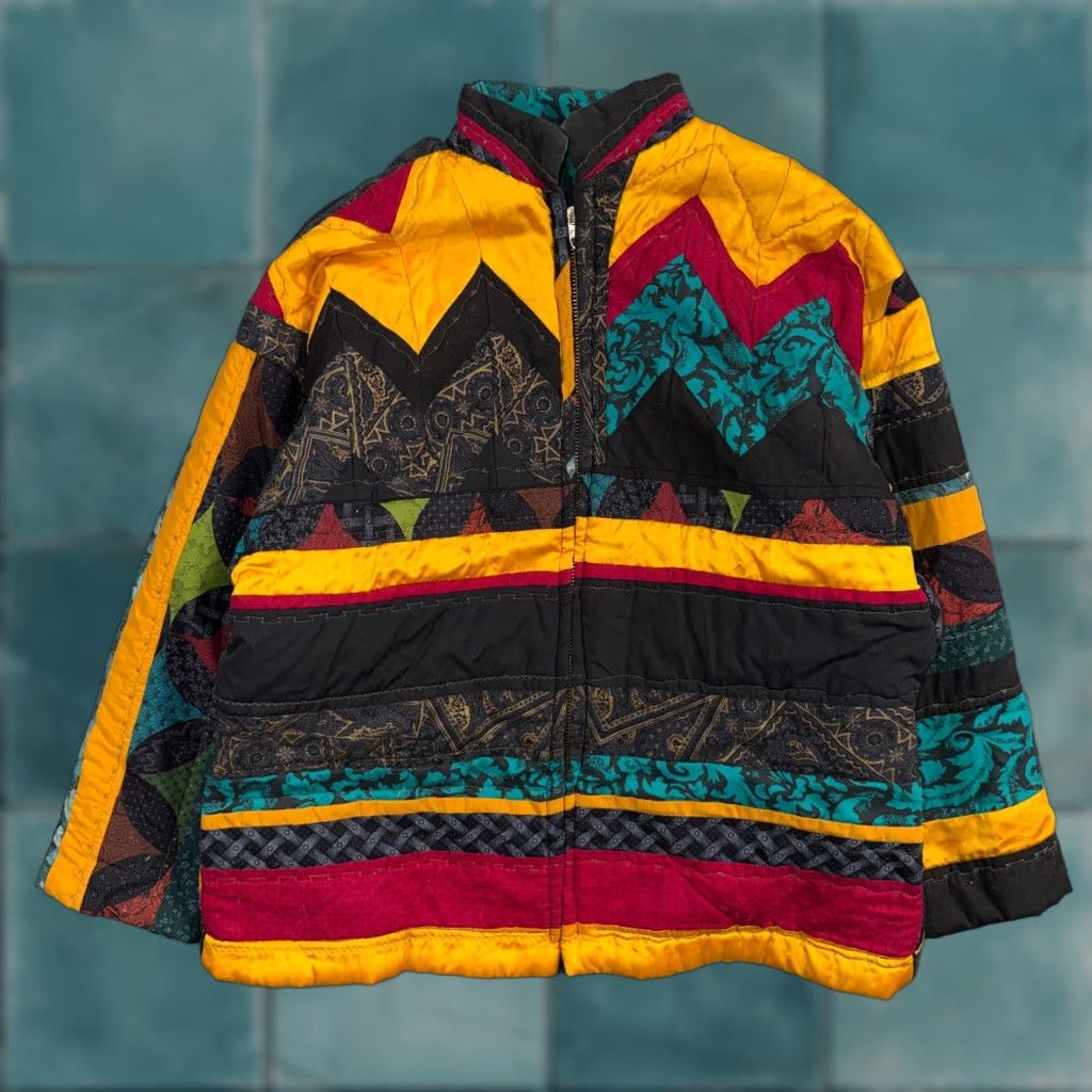 Vintage VINTAGE Hand Made Fashion 60s 70s Talon Ski Jacket Crazy Patterns One of a Kind Men's Ski Jacket Black NS? Size US L / EU 52-54 / 3 - 1 Thumbnail