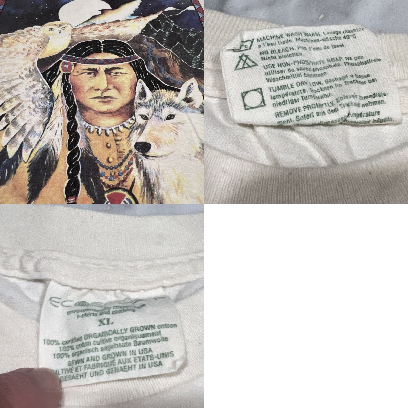 Ecco VINTAGE 90s Human-1-Tees Shirt Men XL One With The Earth Single Stitch Graphic Eco Shirt Men XL Beige Cotton Hippy 1990s Mens Size US XL / EU 56 / 4 - 10 Thumbnail