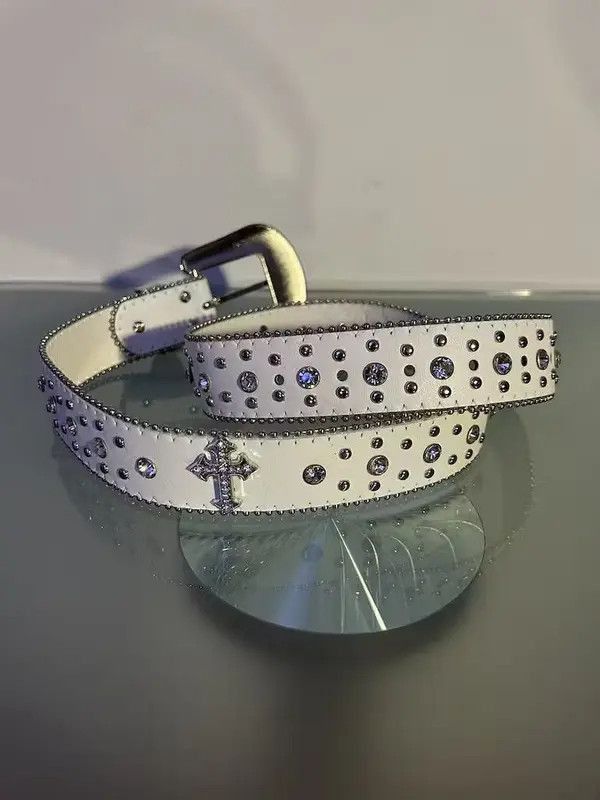 Japanese Brand Y2K Cross Rhinestone Belt (white) Size ONE SIZE - 2 Thumbnail