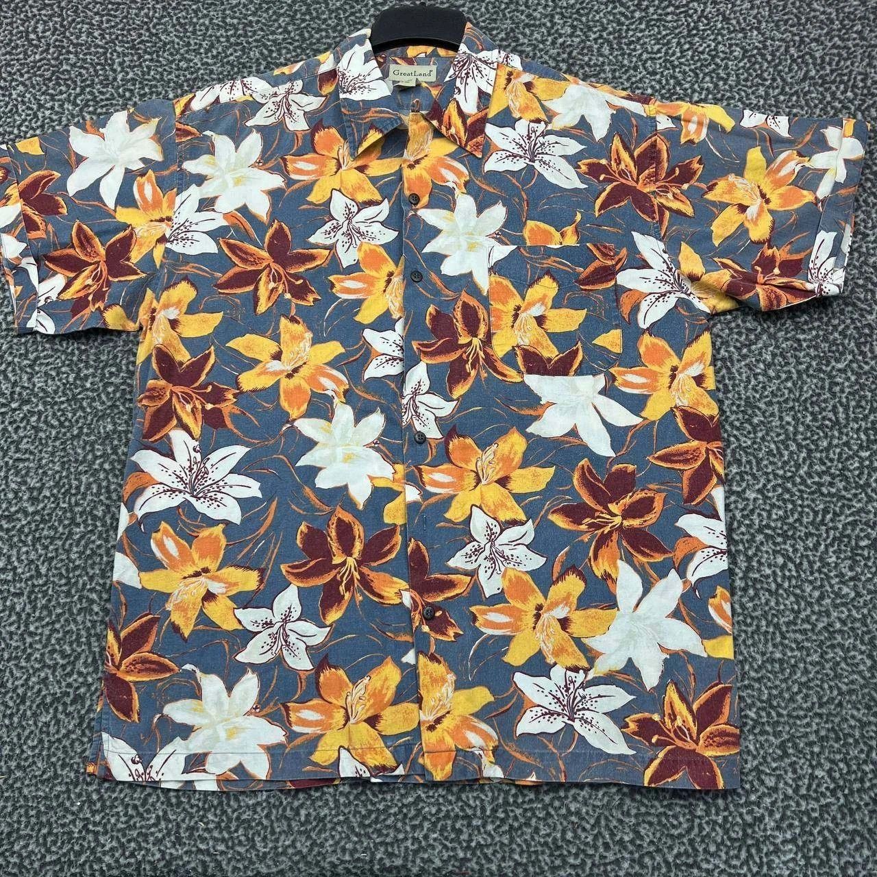 Greatland Apparel Great Land Shirt Men Hawaiian Floral Button Up Cotton L Size US L / EU 52-54 / 3 - 1 Thumbnail