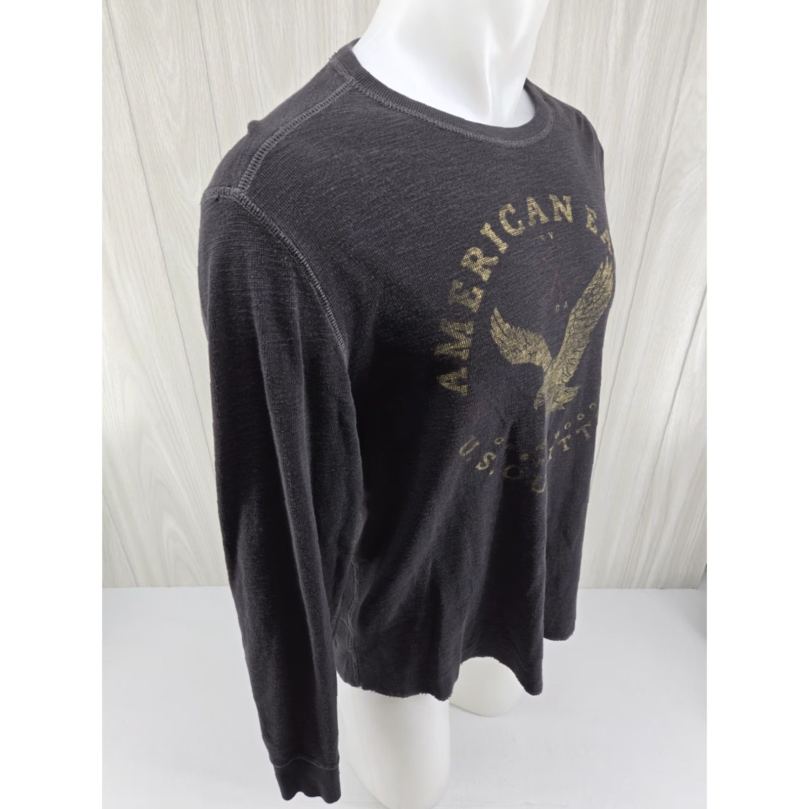 Vintage VINTAGE American Eagle Vintage Fit Shirt Graphic Print Dark Gray Long Sleeve XL Men Shirt Thermal Embroidered 2XL Size US XL / EU 56 / 4 - 7 Thumbnail