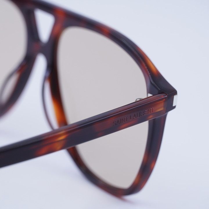 Saint Laurent Paris Saint Laurent SL596 DUNE 003 Sunglasses Havana Aviator Frame Size ONE SIZE - 5 Thumbnail