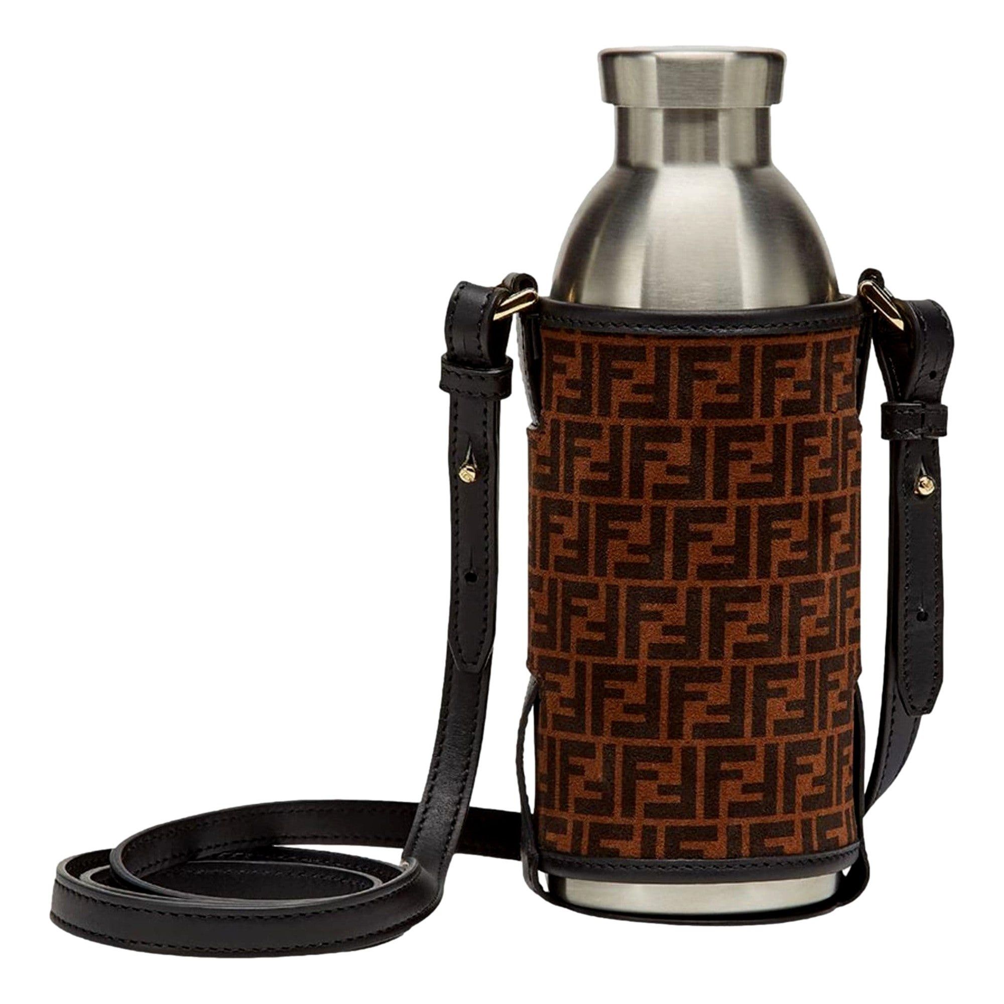 image of NWT Fendi X 24 Bottles Ff Print Suede Bottle Holder Crossbody 2 Piece Set in Brown, Women's